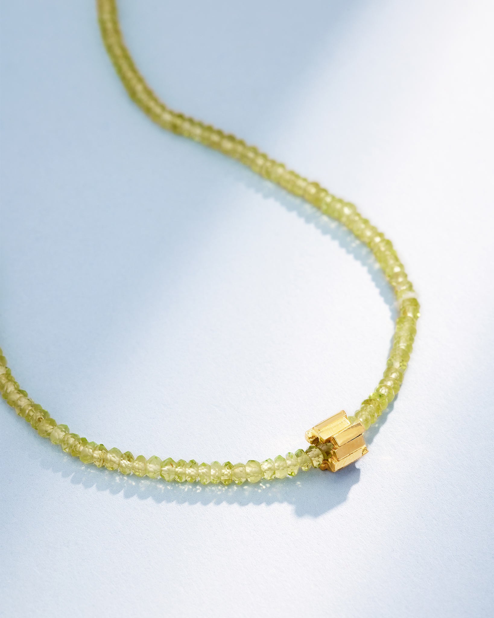 Suzanne Kalan Infinite Beaded Peridot & Mini Golden Rondelle Necklace in 18k yellow gold