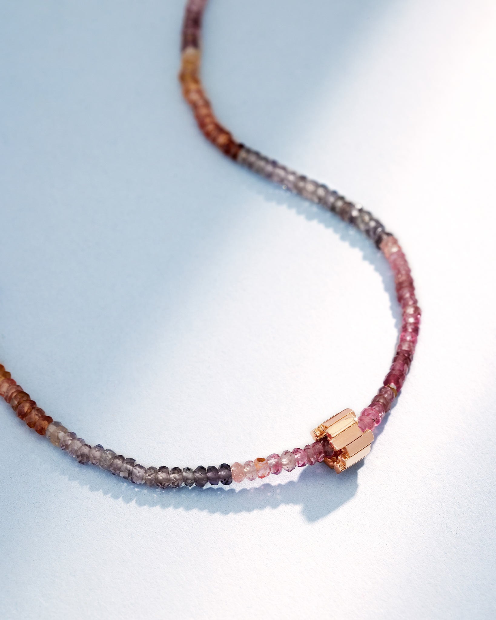Suzanne Kalan Infinite Beaded Pink Tourmaline & Mini Golden Rondelle Necklace in 18k rose gold
