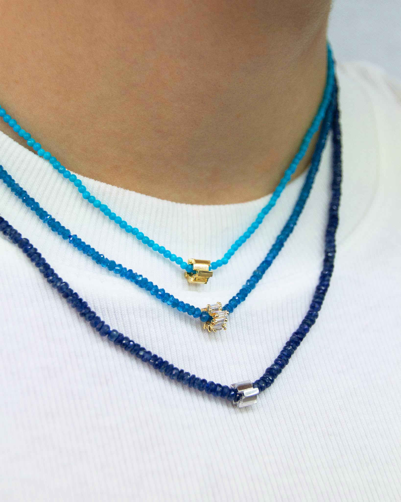 Suzanne Kalan Infinite Beaded Turquoise & Mini Golden Rondelle Necklace in 18k yellow gold