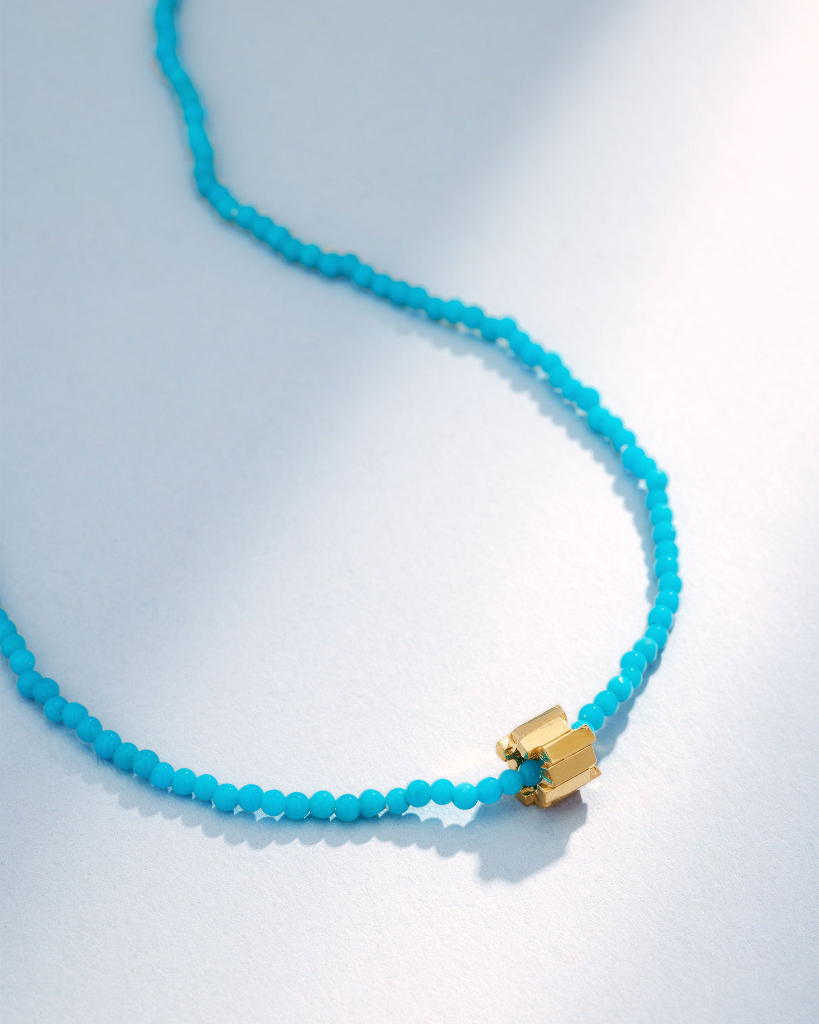 Suzanne Kalan Infinite Beaded Turquoise & Mini Golden Rondelle Necklace in 18k yellow gold