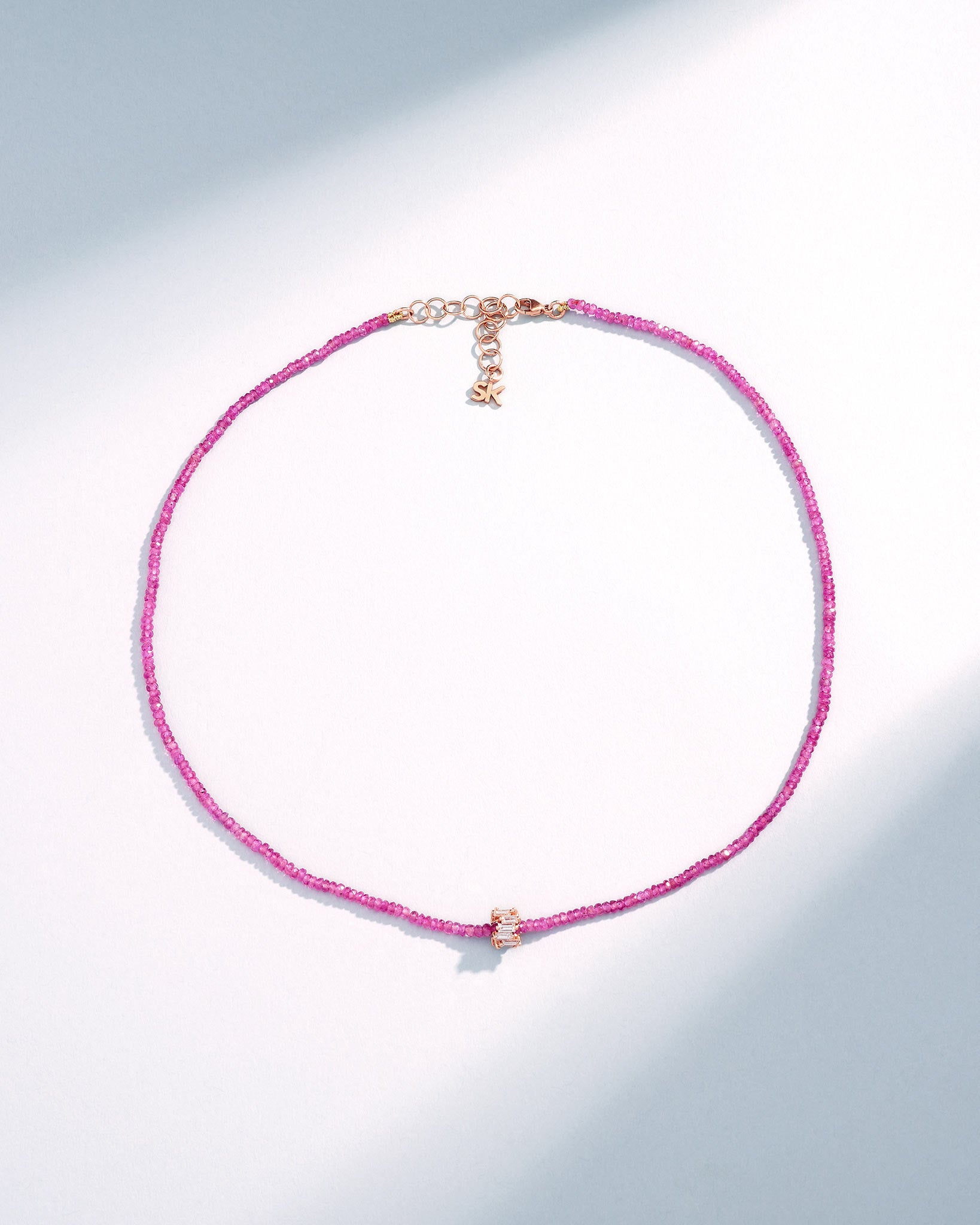 Infinite Beaded Pink Spinel Mini Diamond Rondelle Necklace