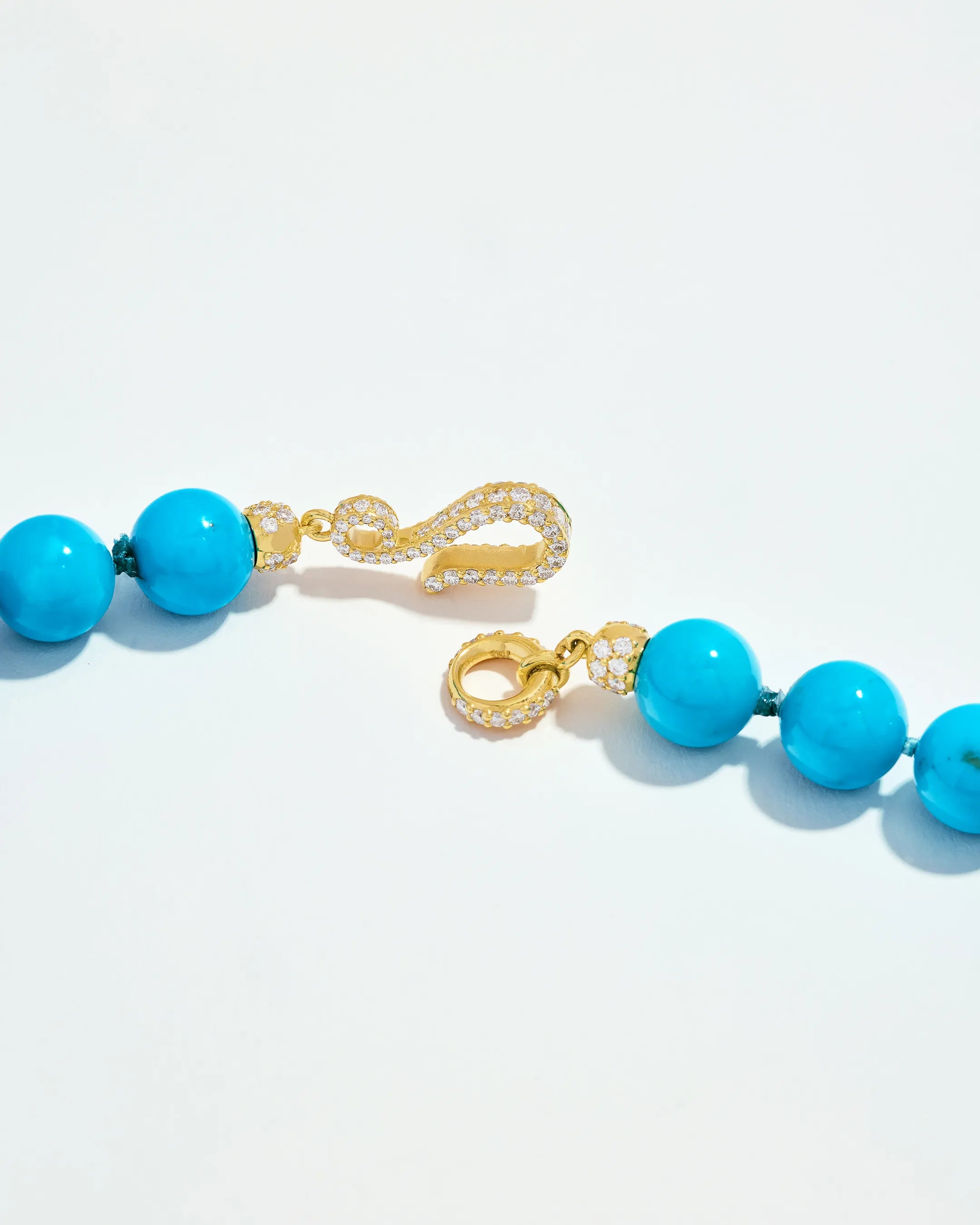 Suzanne Kalan Infinite Large Beaded Turquoise & Milli Diamond Rondelle Necklace in 18k yellow gold