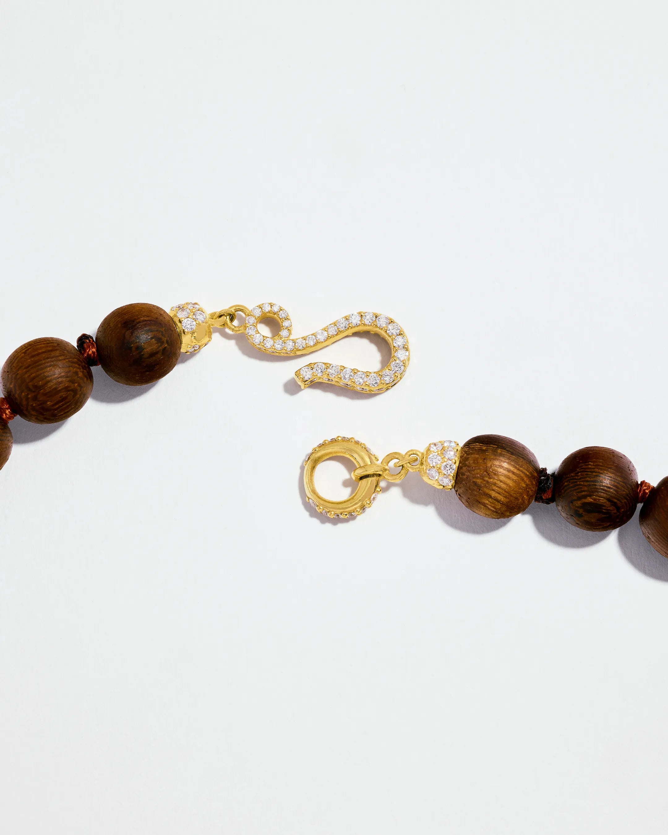 Suzanne Kalan Infinite Large Beaded Wood & Milli Diamond Rondelle Necklace in 18k yellow gold