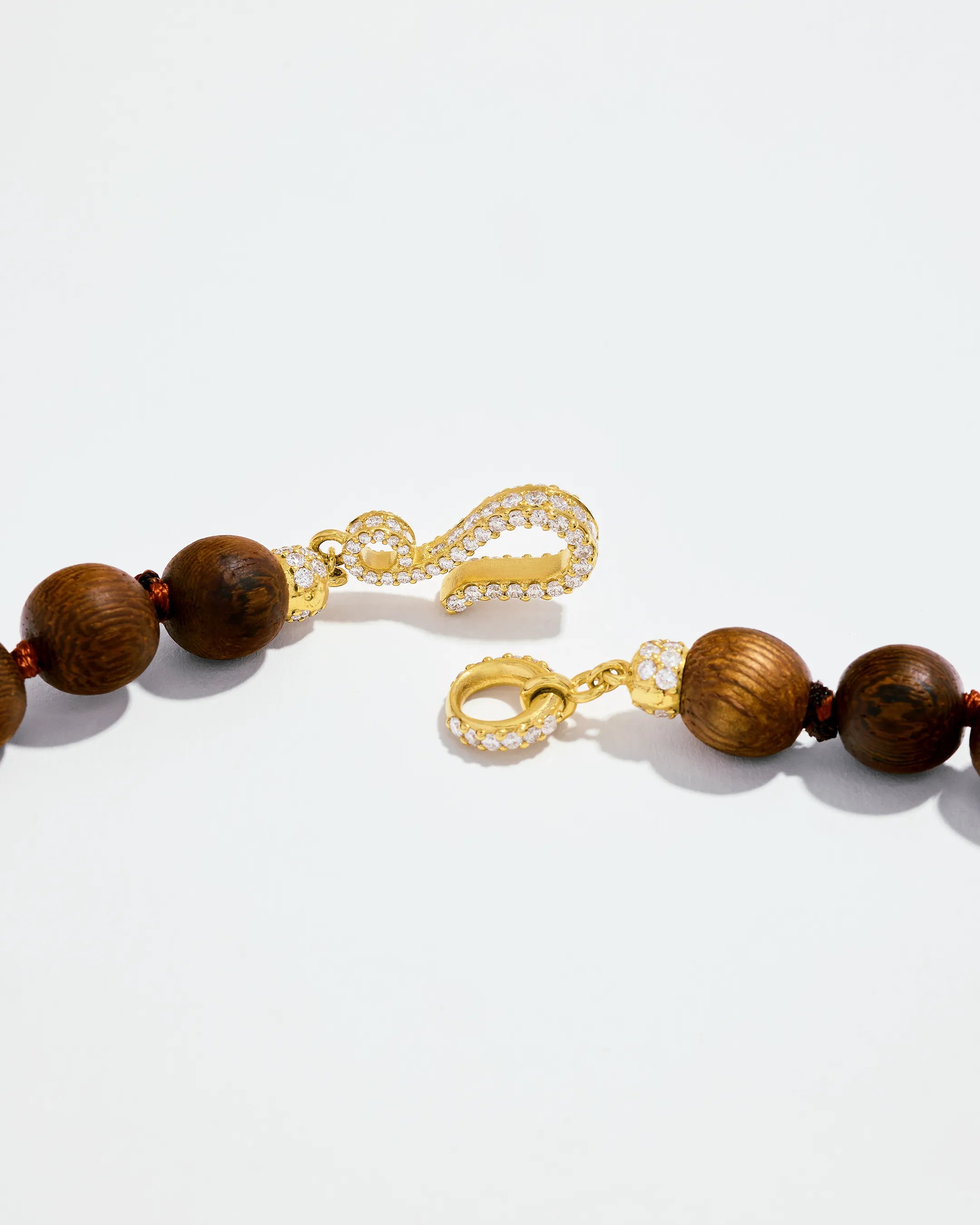 Suzanne Kalan Infinite Large Beaded Wood & Milli Diamond Rondelle Necklace in 18k yellow gold