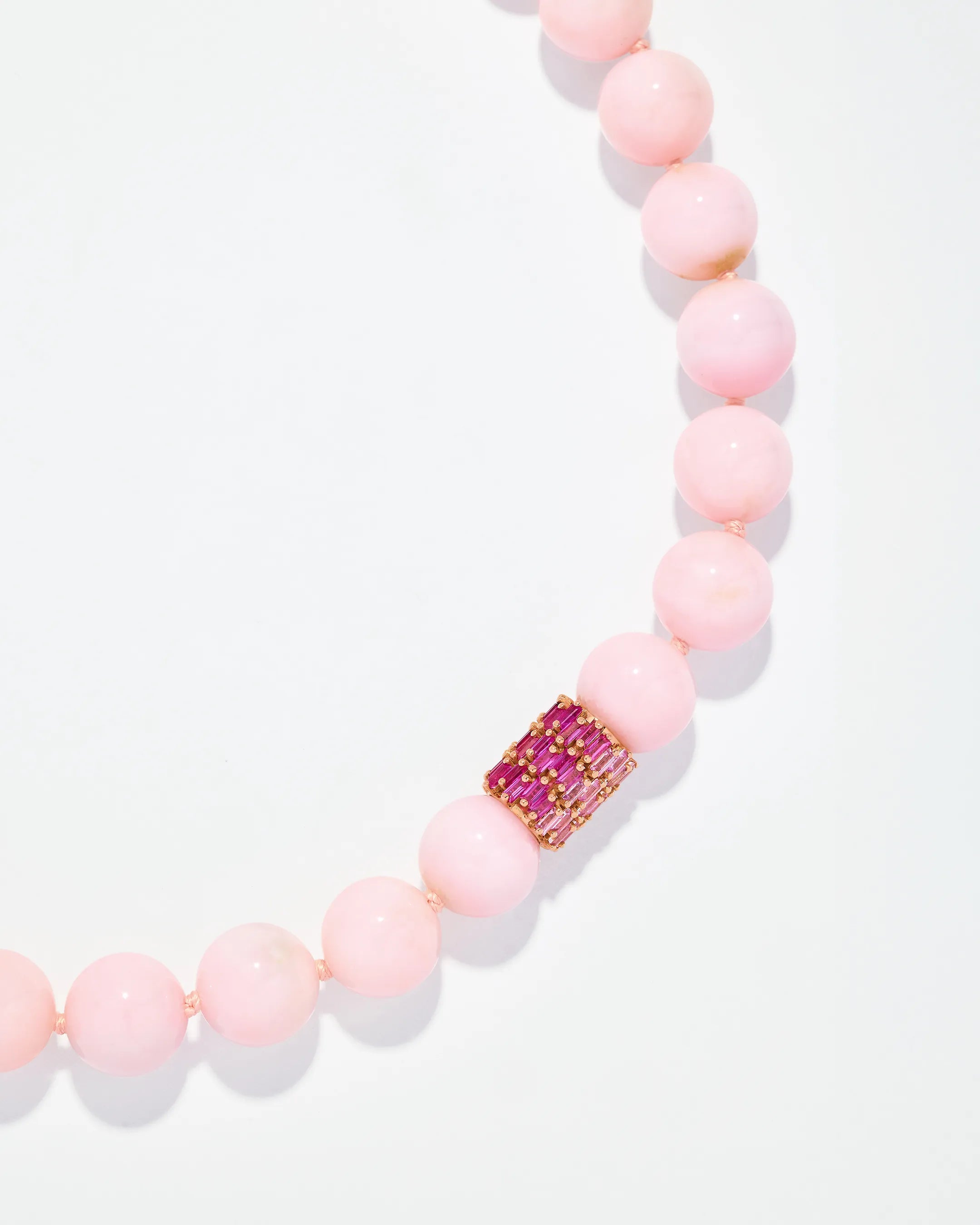 Suzanne Kalan Infinite Large Beaded Pink Opal & Milli Pink Sapphire Ombre Rondelle Necklace in 18k rose gold