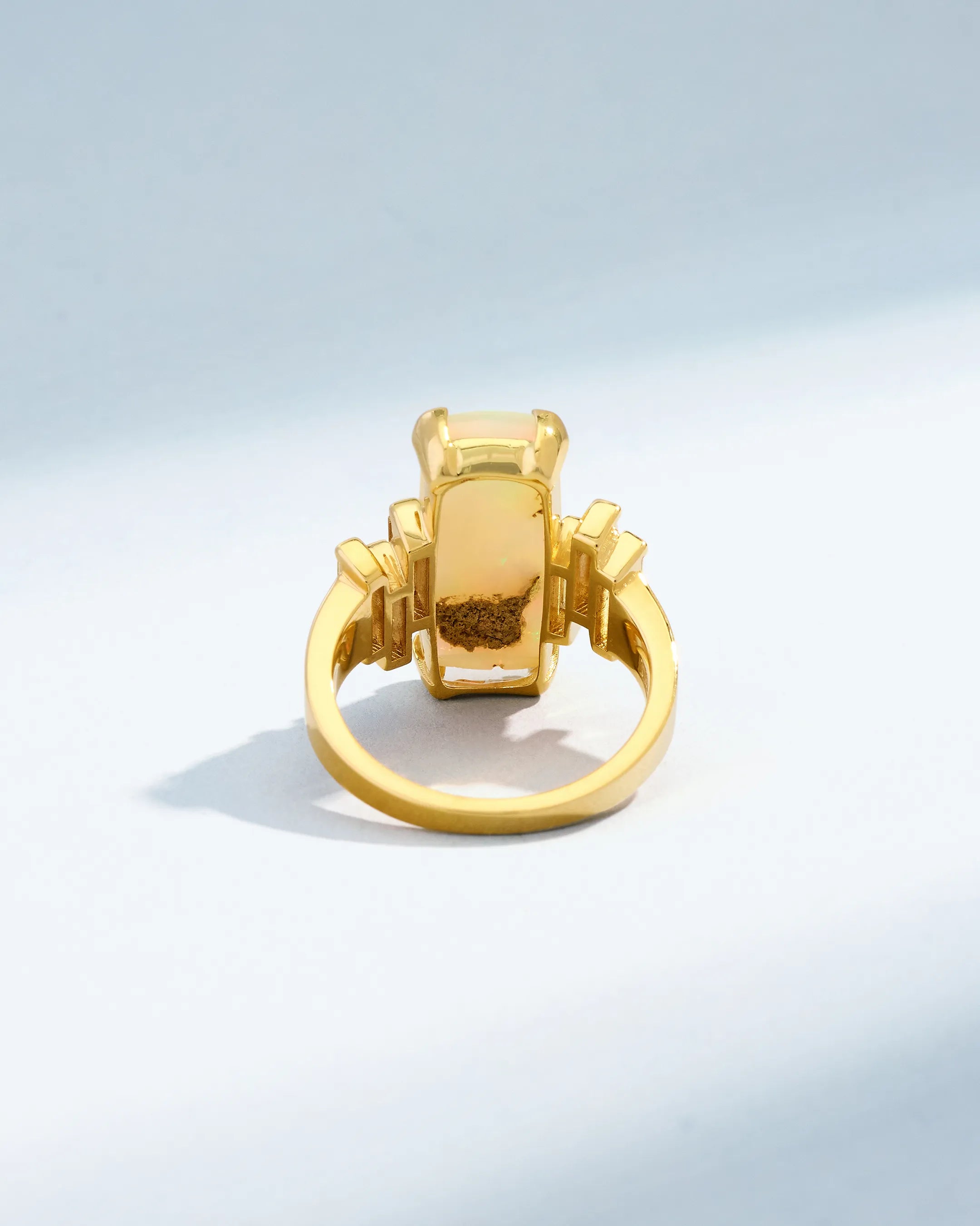 Suzanne Kalan One of a Kind Elongated Cabochon-Cut Ethiopian Opal Ring in 18k yellow gold