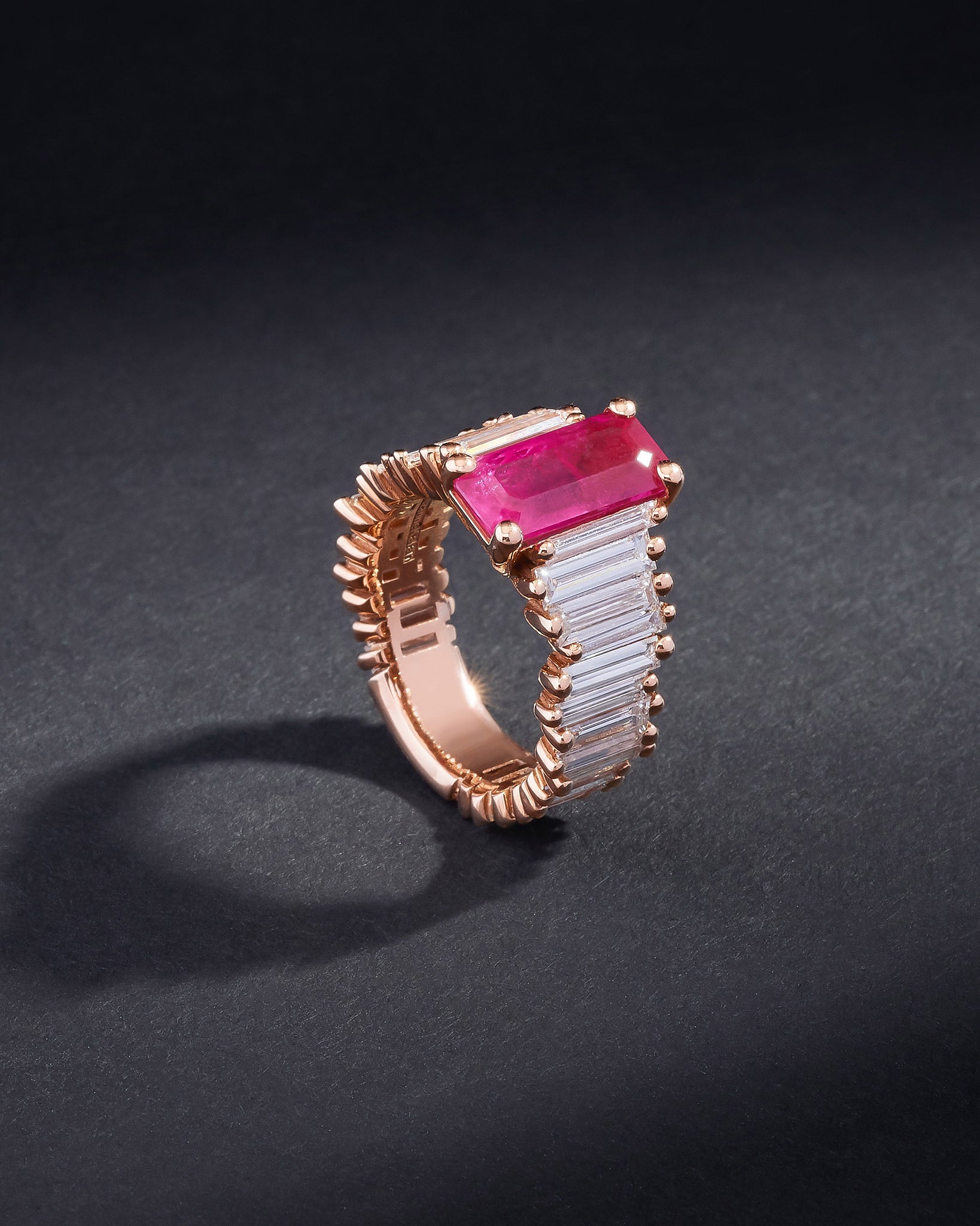 Suzanne Kalan One of a Kind Ruby Sunset Ring in 18k rose gold