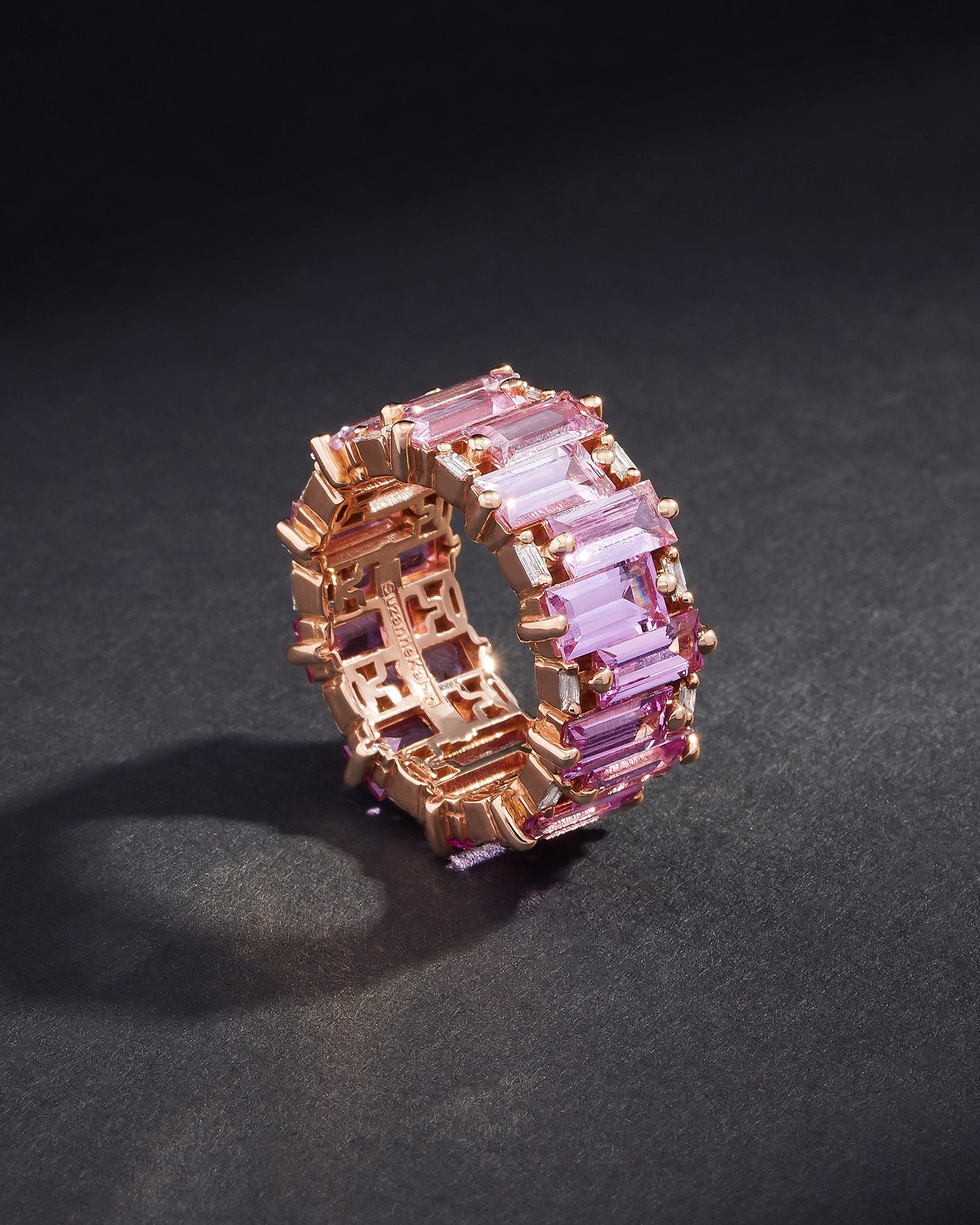 Suzanne Kalan One of a Kind Royal Pink Ombre Sapphire Eternity Band in 18k rose gold