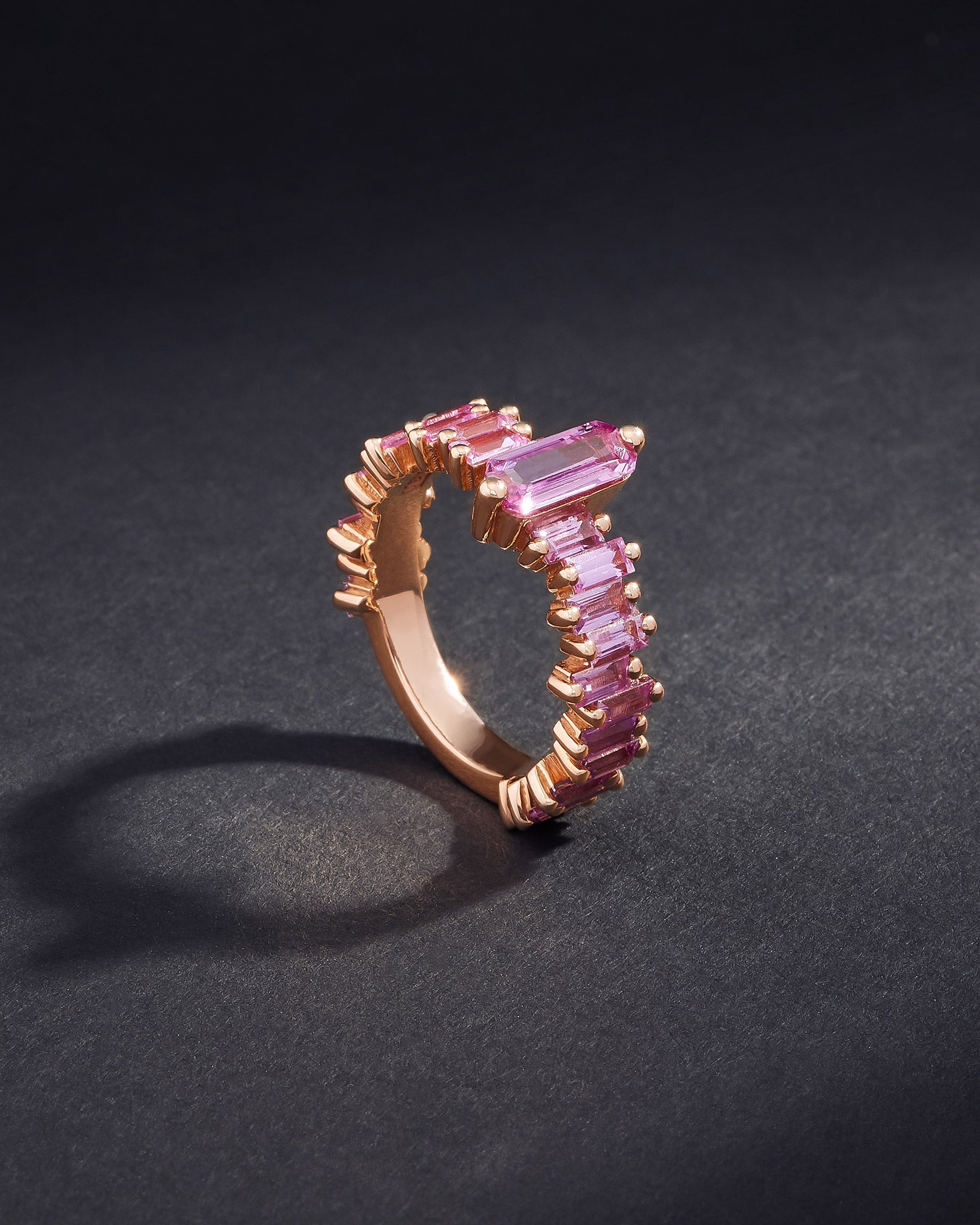 Suzanne Kalan One of a Kind Aurora Pink Sapphire Ring in 18k rose gold