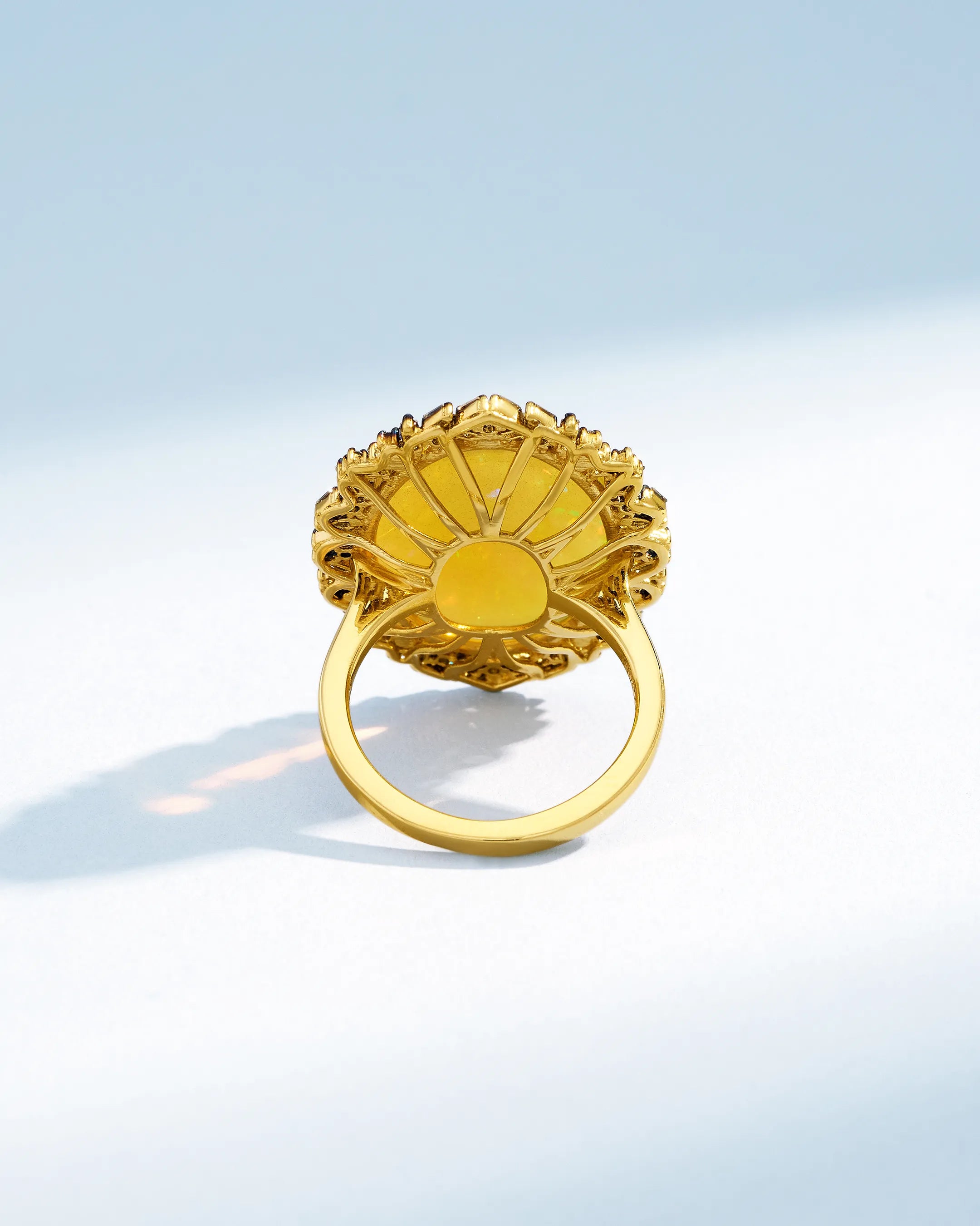 Suzanne Kalan One of a Kind Translucent Oval Cabochon-Cut Yellow Ethiopian Opal Ring in 18k yellow gold