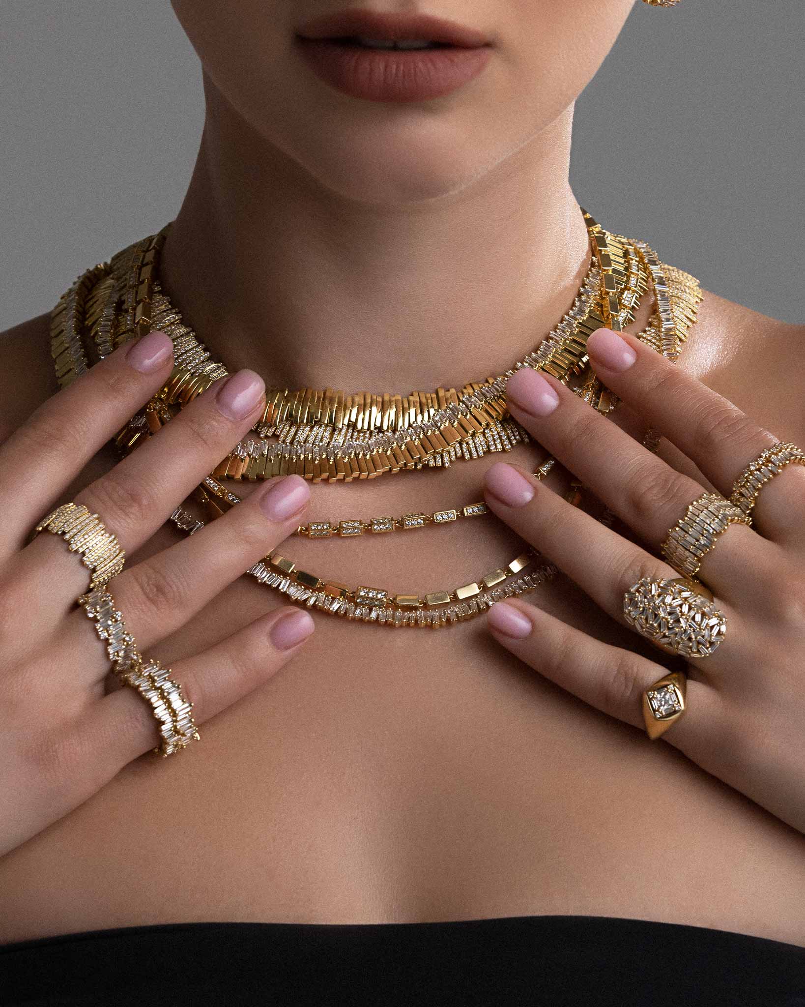 Suzanne Kalan Block-Chain Full Pave Diamond Medium Necklace in 18k white gold