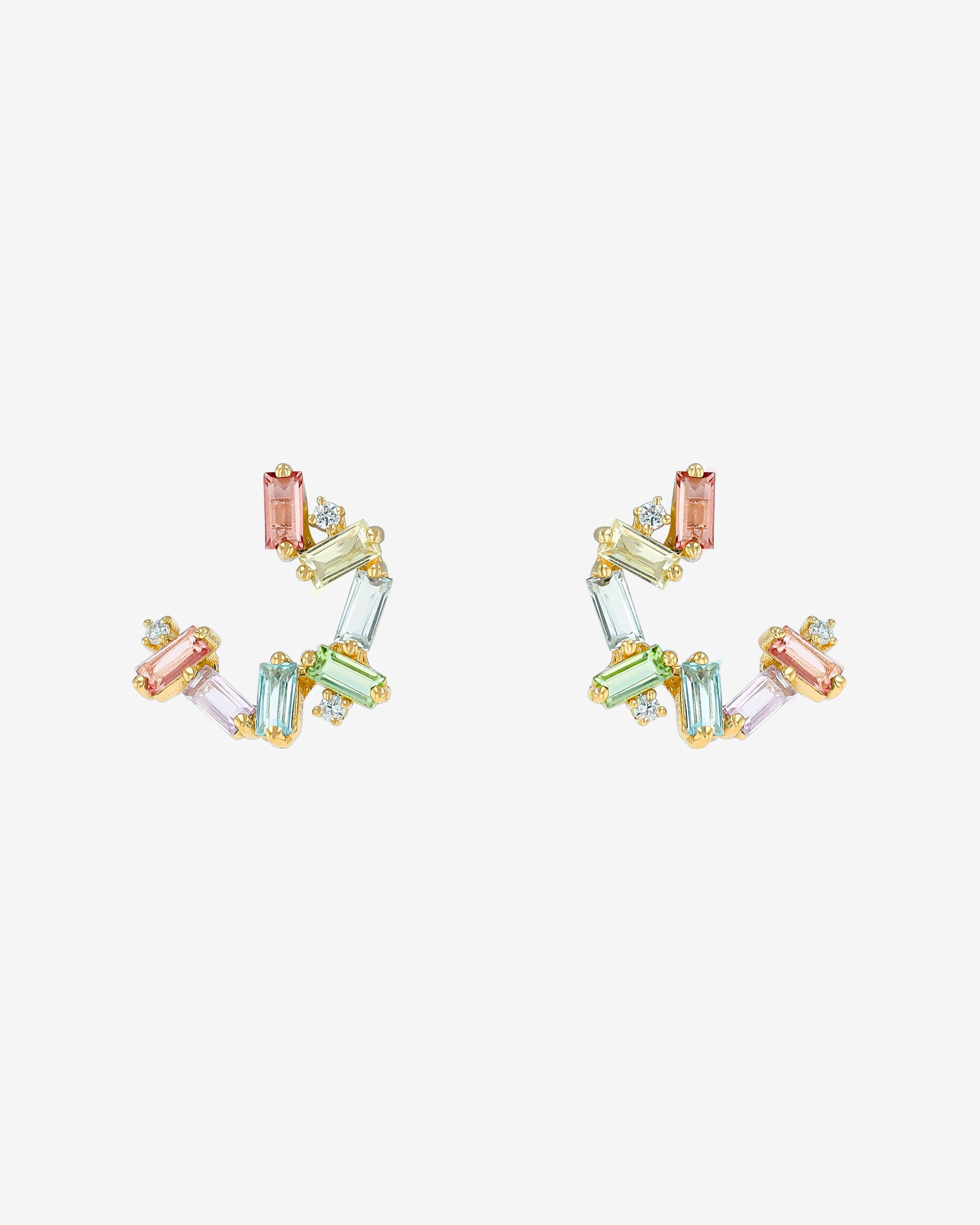 Kalan By Suzanne Kalan Amalfi Burst Pastel Sideways Mini Hoops in 14k yellow gold