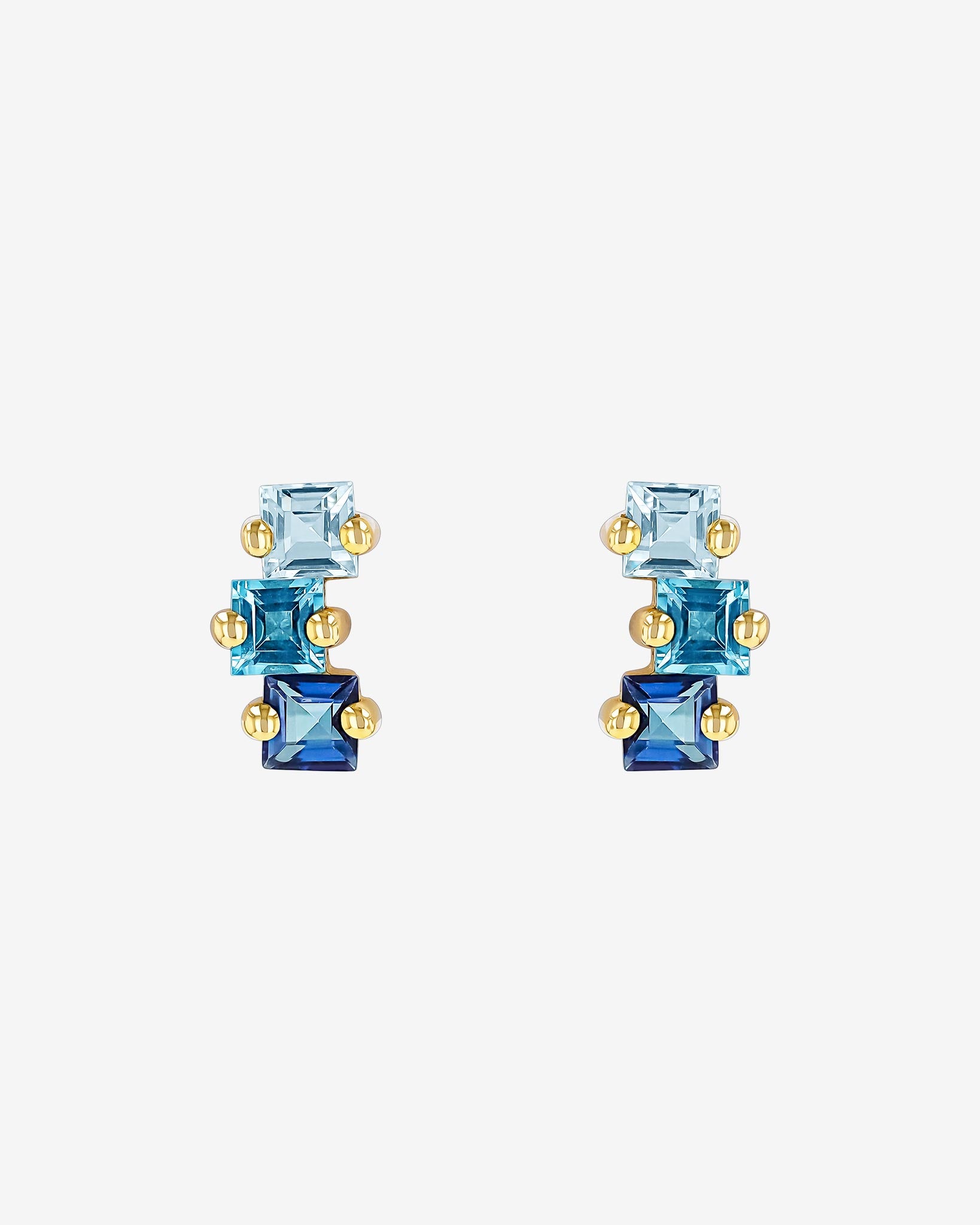 Kalan By Suzanne Kalan Cierra Blue Ombre Midi Studs in 14k yellow gold