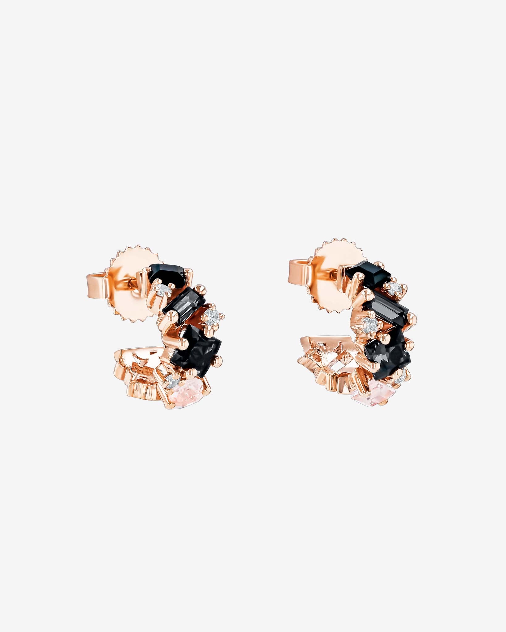 Kalan By Suzanne Kalan Nadima Black Ombre Mini Hoops in 14k rose gold