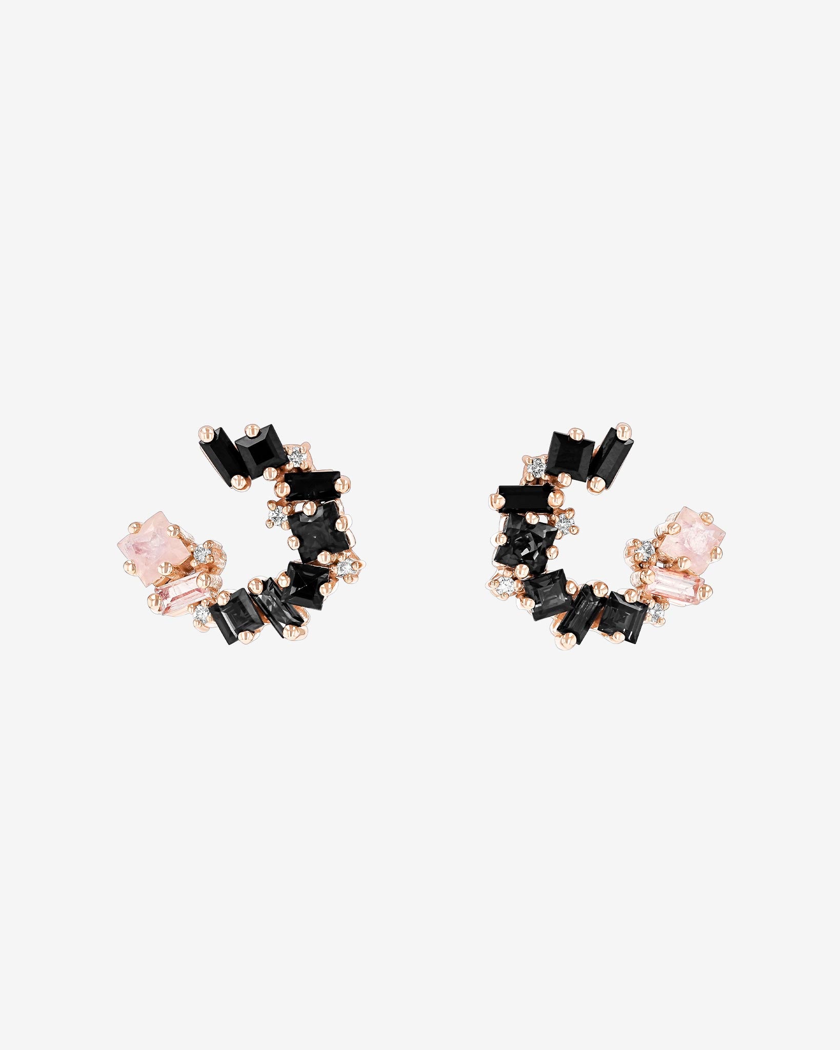 Kalan By Suzanne Kalan Nadima Black Ombre Mini Spiral Hoops in 14k rose gold