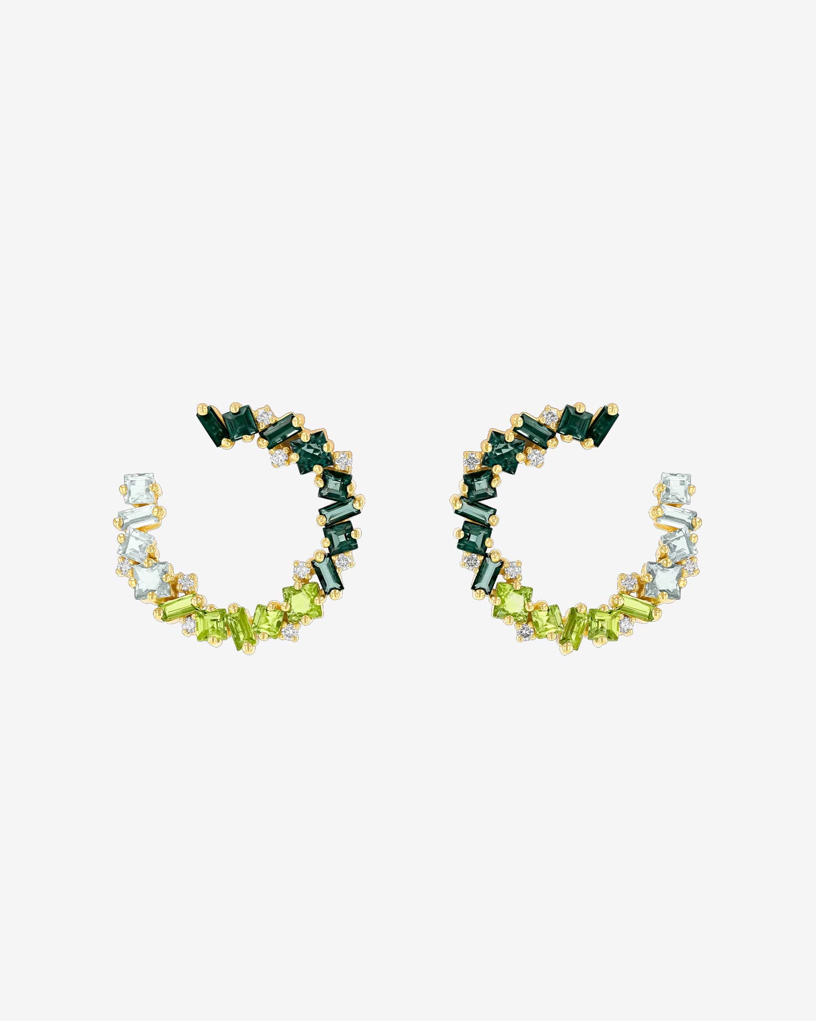 Kalan By Suzanne Kalan Nadima Green Ombre Midi Spiral Hoops in 14k yellow gold