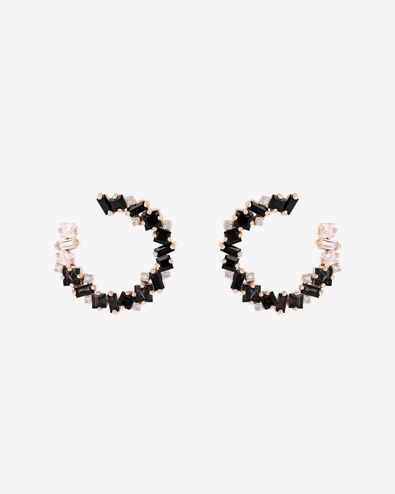 Kalan By Suzanne Kalan Nadima Black Ombre Midi Spiral Hoops in 14k rose gold