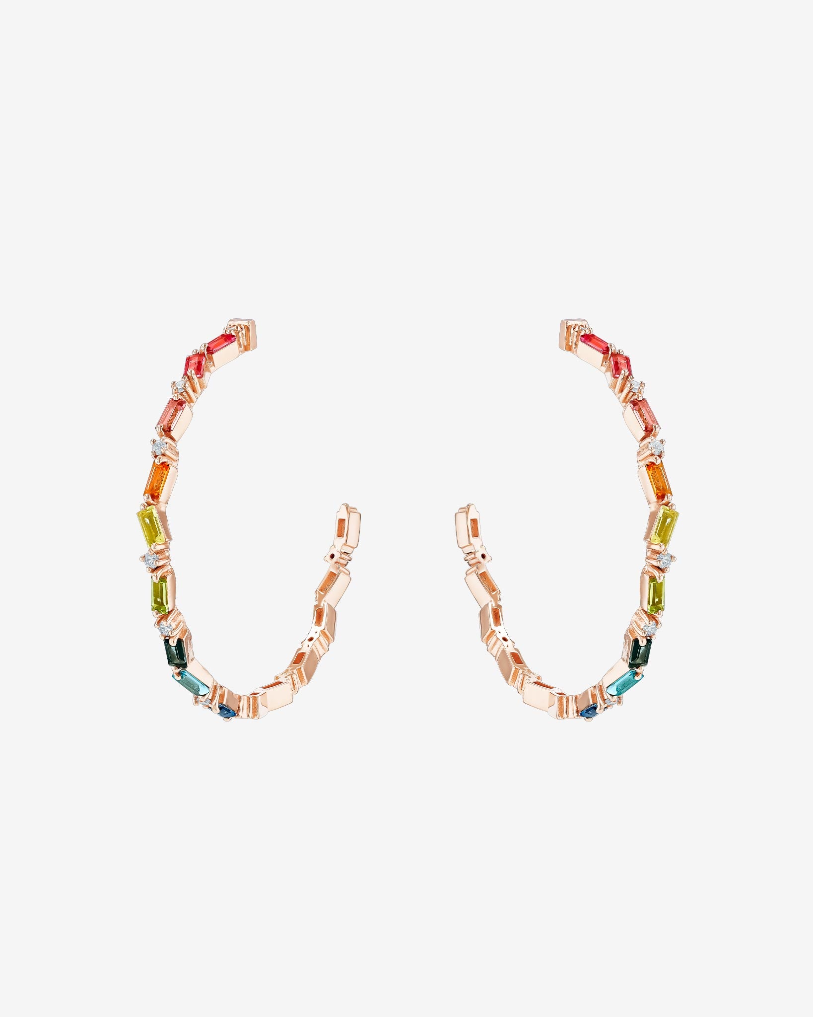 Kalan By Suzanne Kalan Amalfi Burst Vertical Rainbow Milli Hoops in 14k rose gold