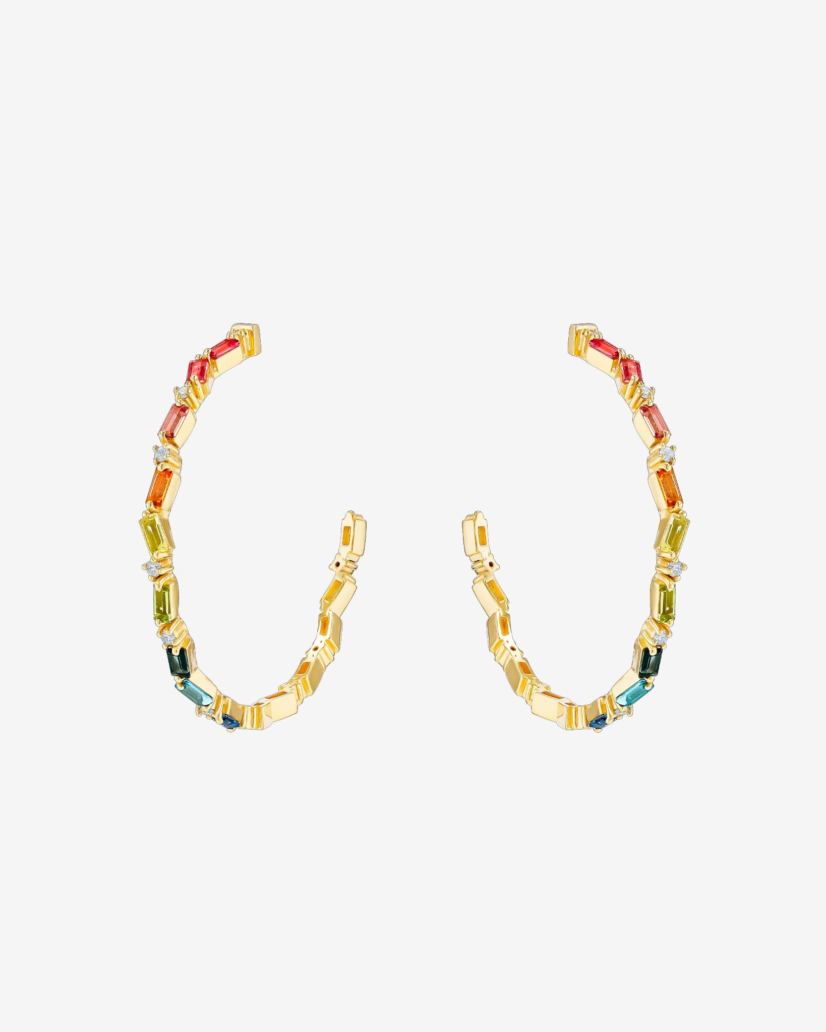 Kalan By Suzanne Kalan Amalfi Burst Vertical Rainbow Milli Hoops in 14k yellow gold