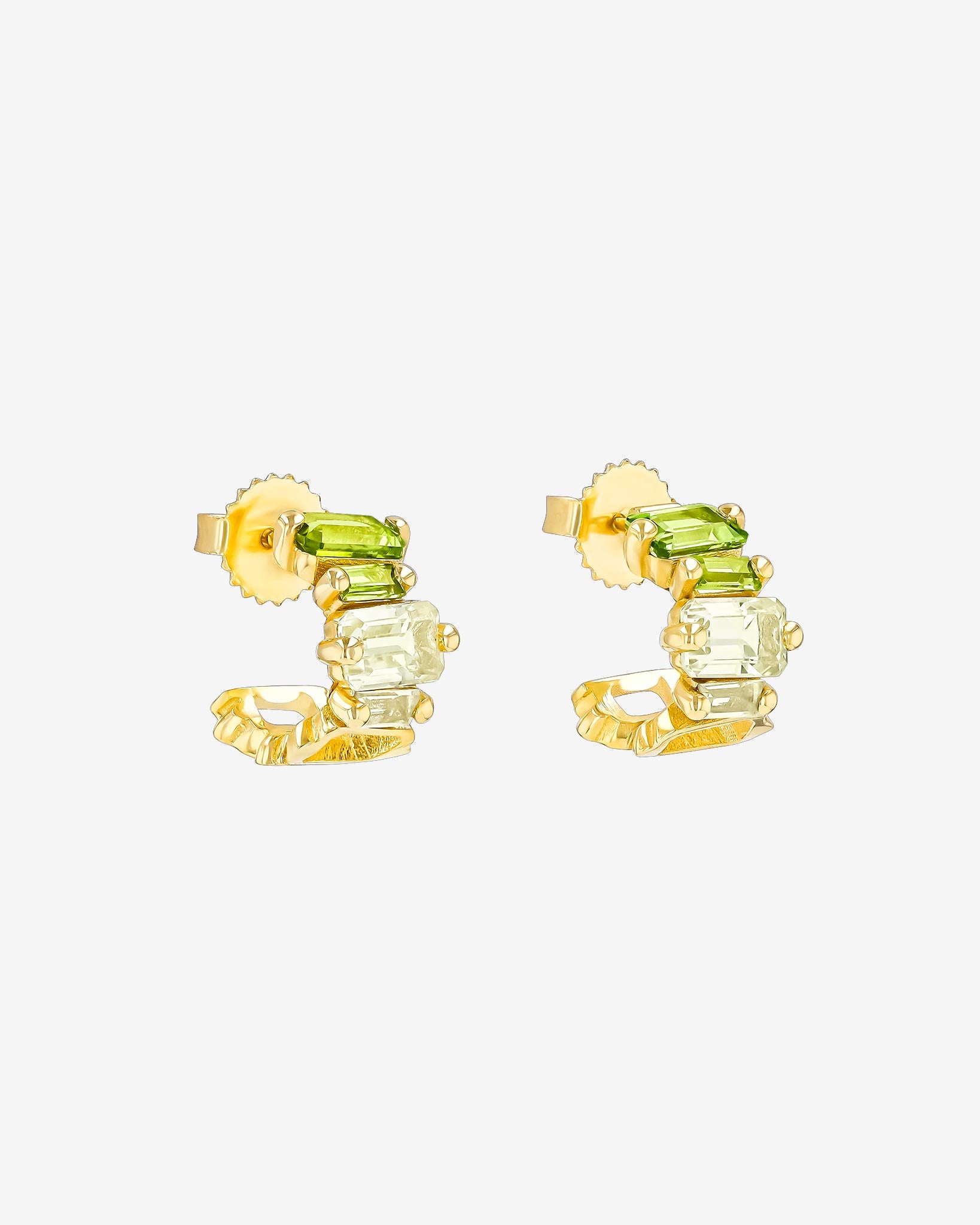 Kalan By Suzanne Kalan Ann Light Green Ombre Mini Hoops in 14k yellow gold