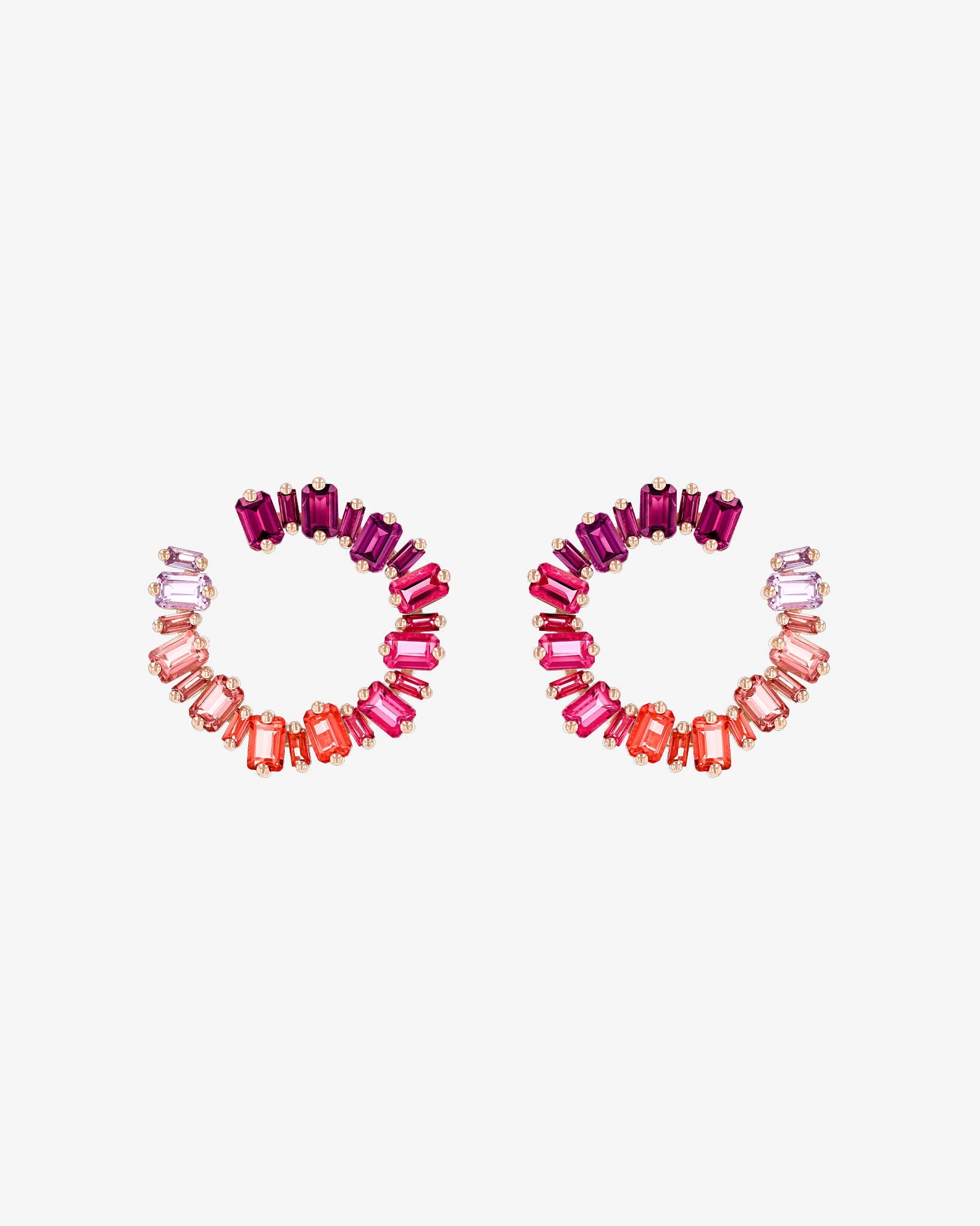 Kalan By Suzanne Kalan Ann Red Ombre Milli Sideways Hoops in 14k rose gold