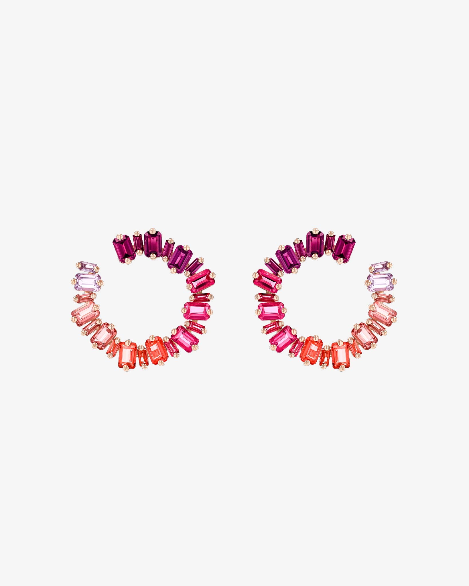 Kalan By Suzanne Kalan Ann Red Ombre Milli Sideways Hoops in 14k rose gold