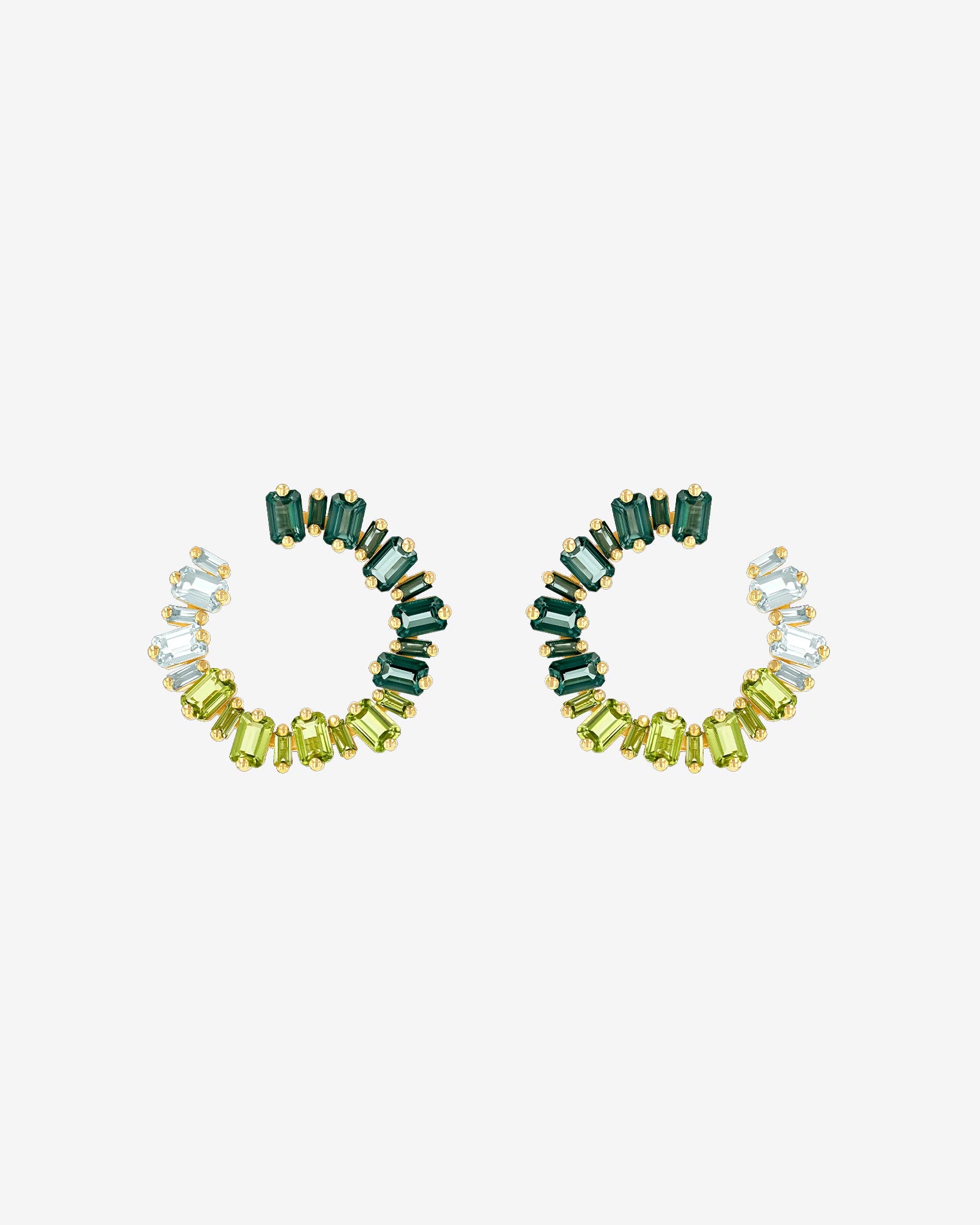 Kalan By Suzanne Kalan Ann Green Ombre Milli Sideways Hoops in 14k yellow gold