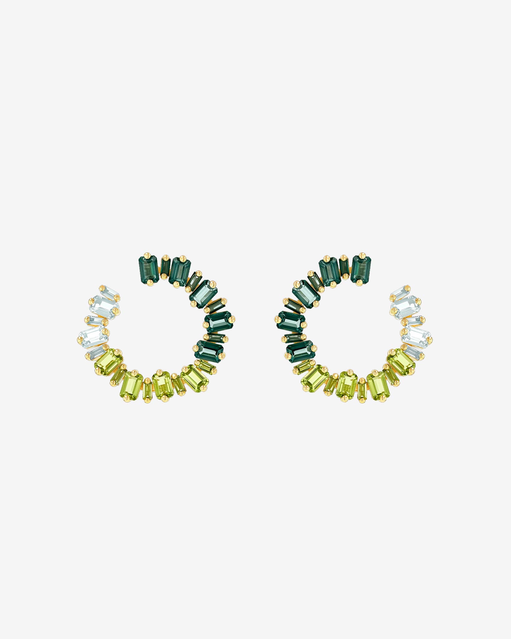 Kalan By Suzanne Kalan Ann Green Ombre Milli Sideways Hoops in 14k yellow gold