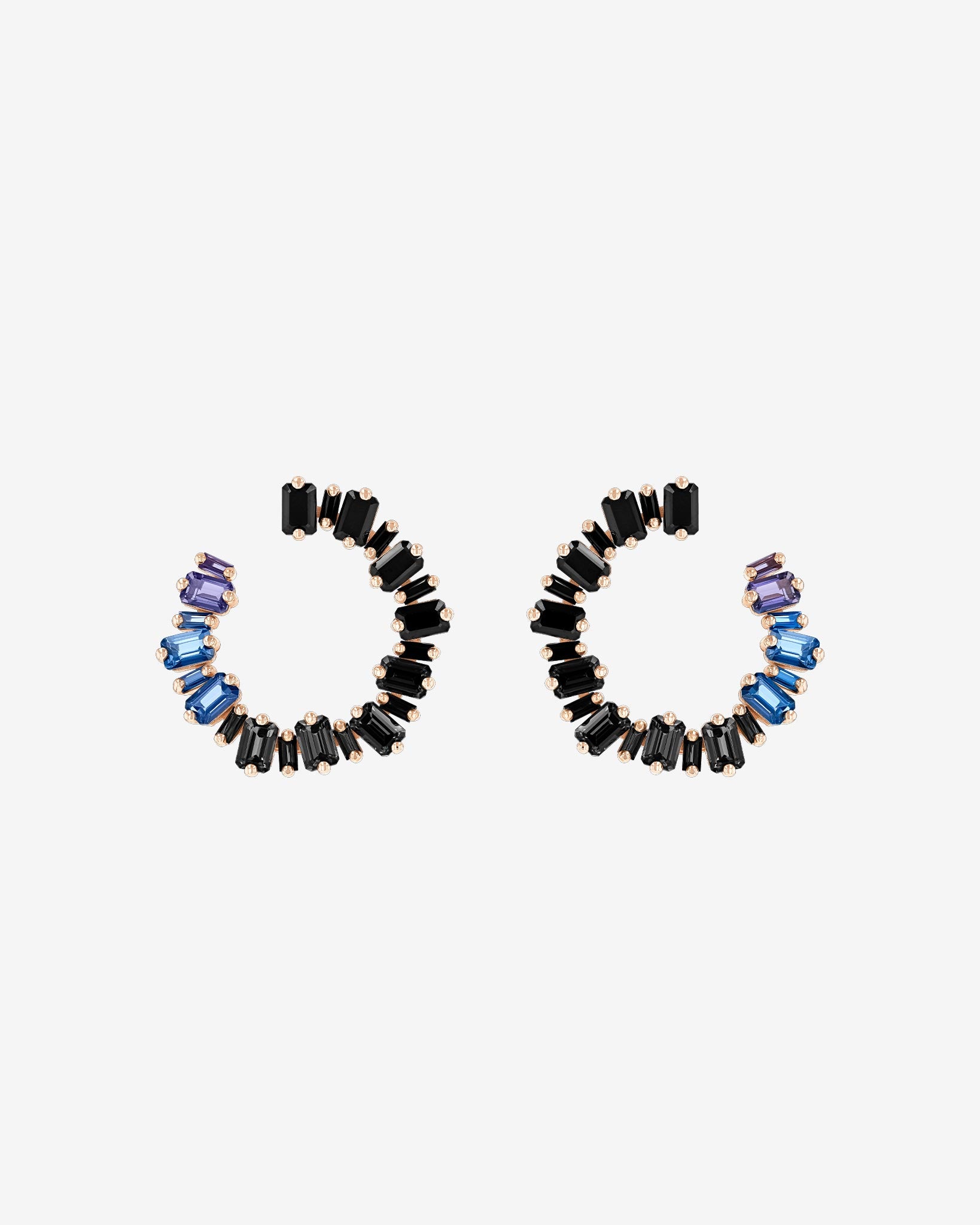 Kalan By Suzanne Kalan Ann Black Ombre Milli Sideways Hoops in 14k rose gold