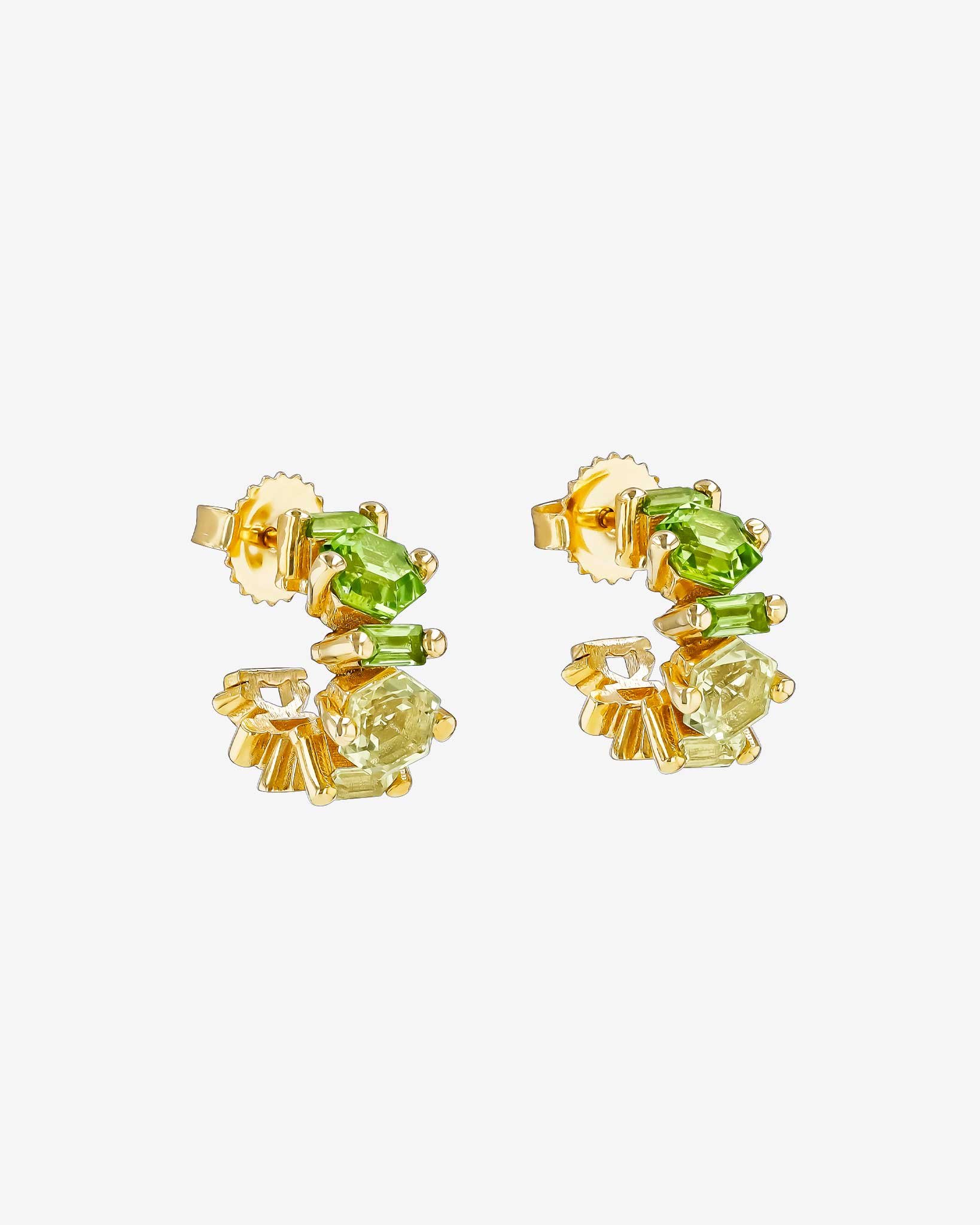 Kalan By Suzanne Kalan Nadima Blend Light Green Ombre Mini Hoops in 14k yellow gold