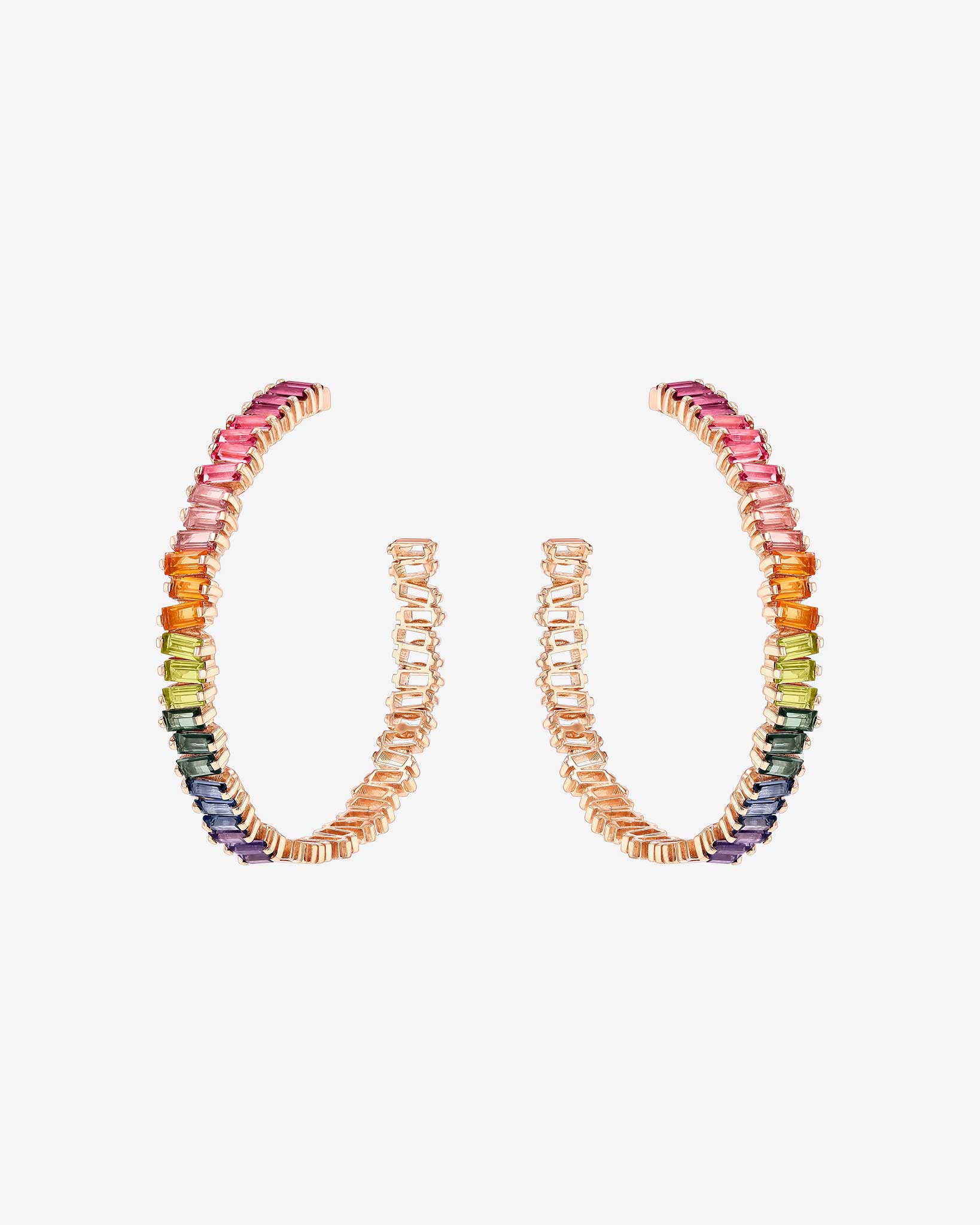 Kalan By Suzanne Kalan Amalfi Horizontal Rainbow Milli Hoops in 14k rose gold