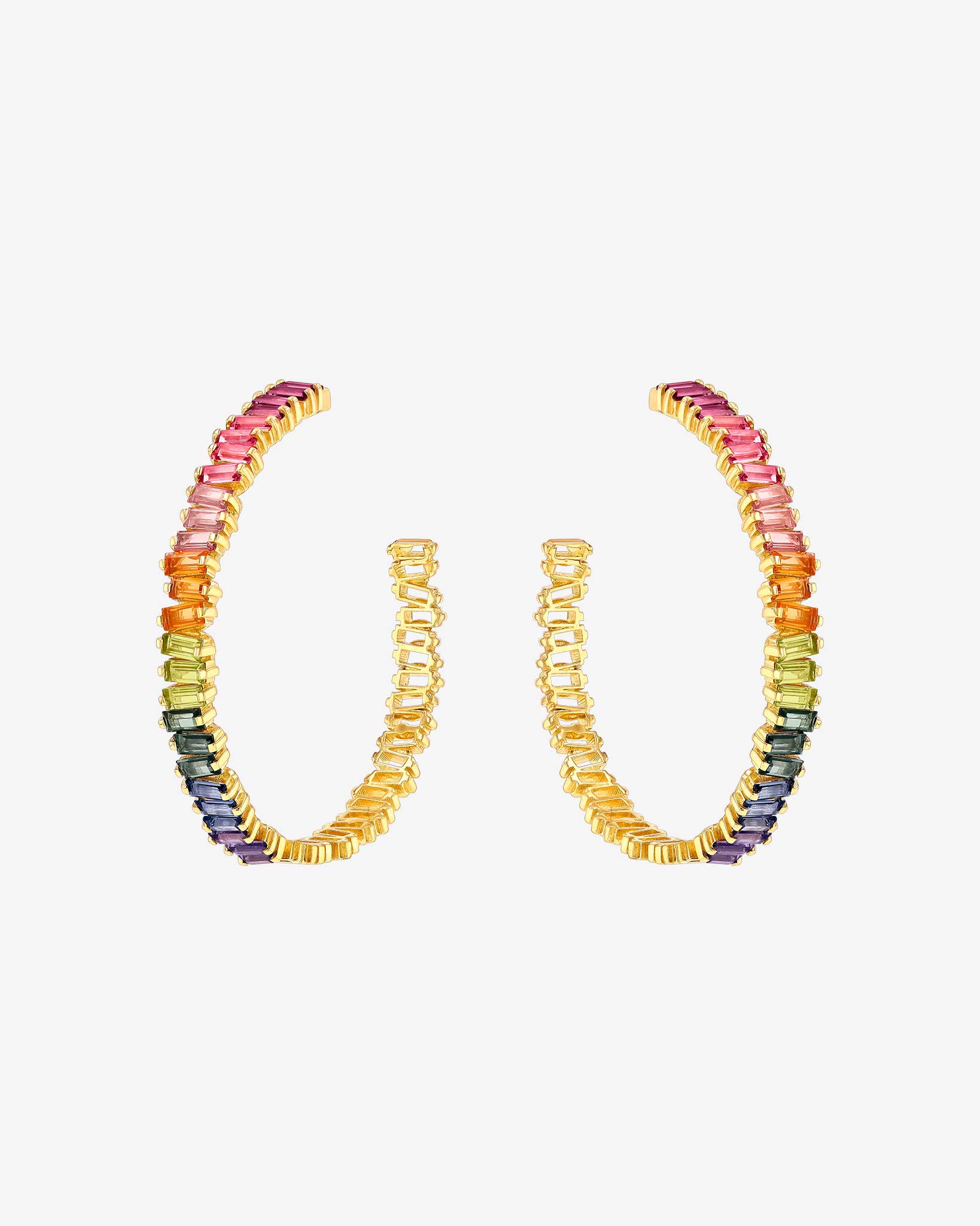 Kalan By Suzanne Kalan Amalfi Horizontal Rainbow Milli Hoops in 14k yellow gold