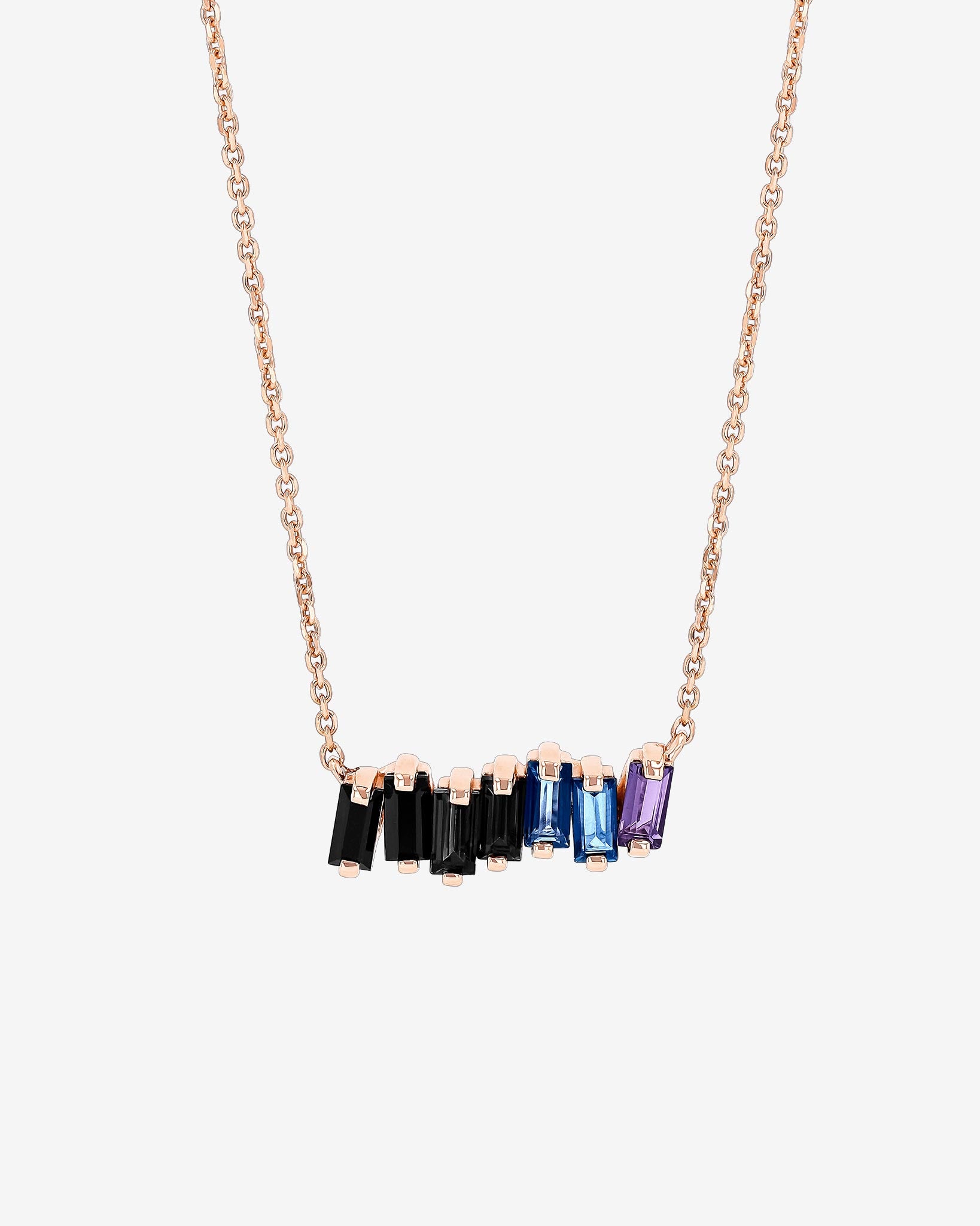 Kalan By Suzanne Kalan Amalfi Dark Blue Ombre Bar Pendant in 14k rose gold