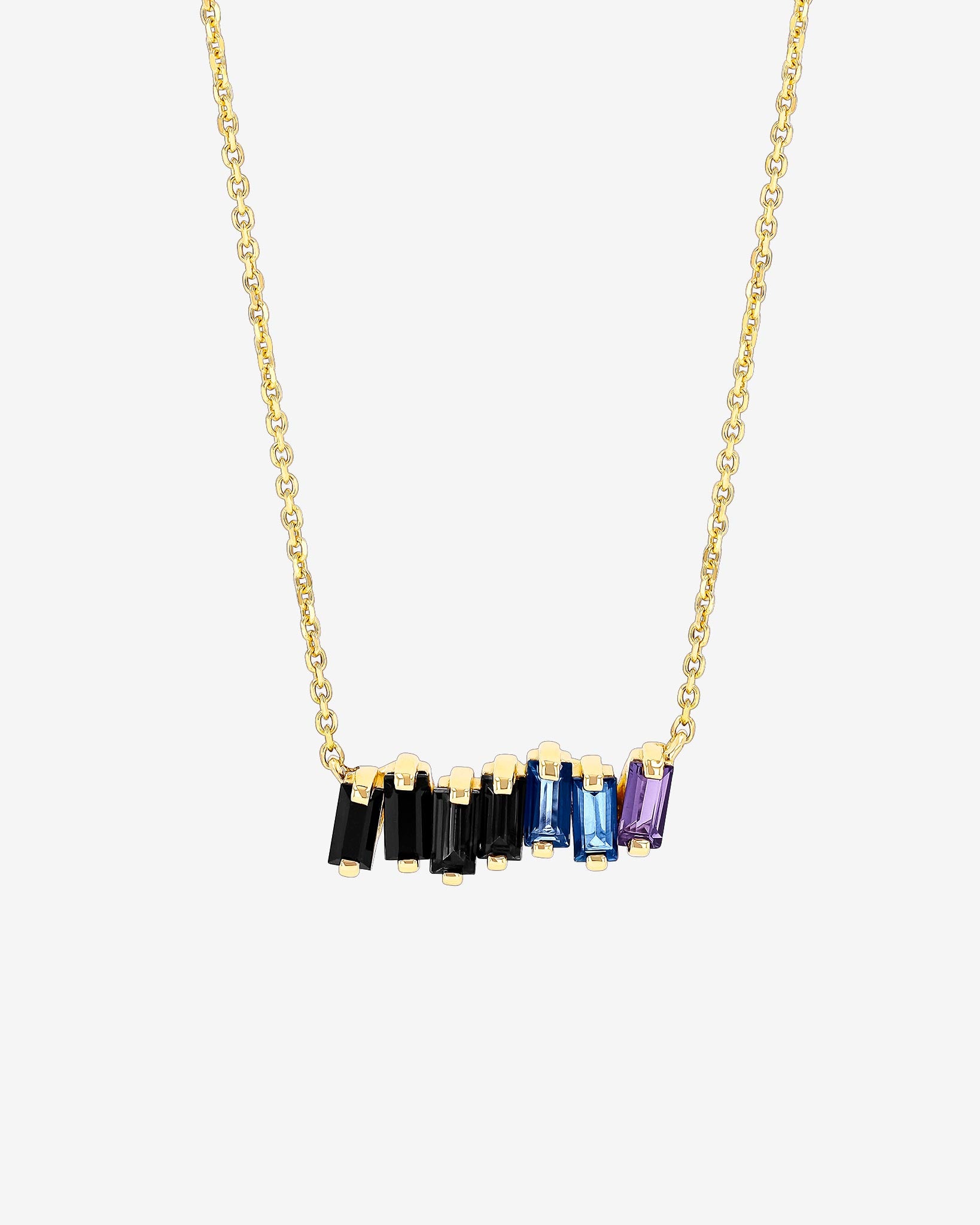 Kalan By Suzanne Kalan Amalfi Dark Blue Ombre Bar Pendant in 14k yellow gold