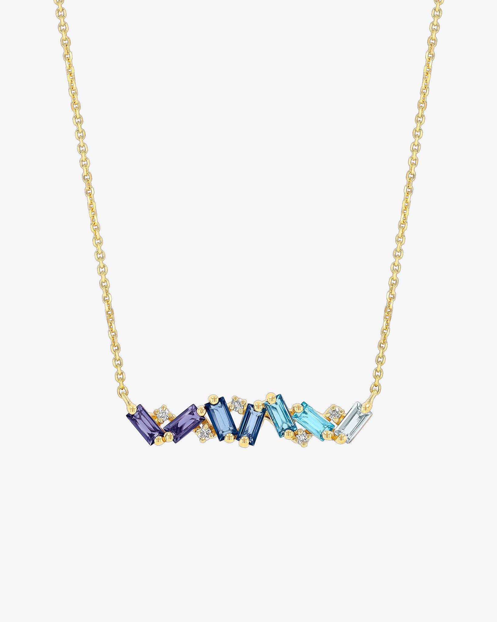 Kalan By Suzanne Kalan Amalfi Burst Blue Ombre Bar Pendant in 14k yellow gold