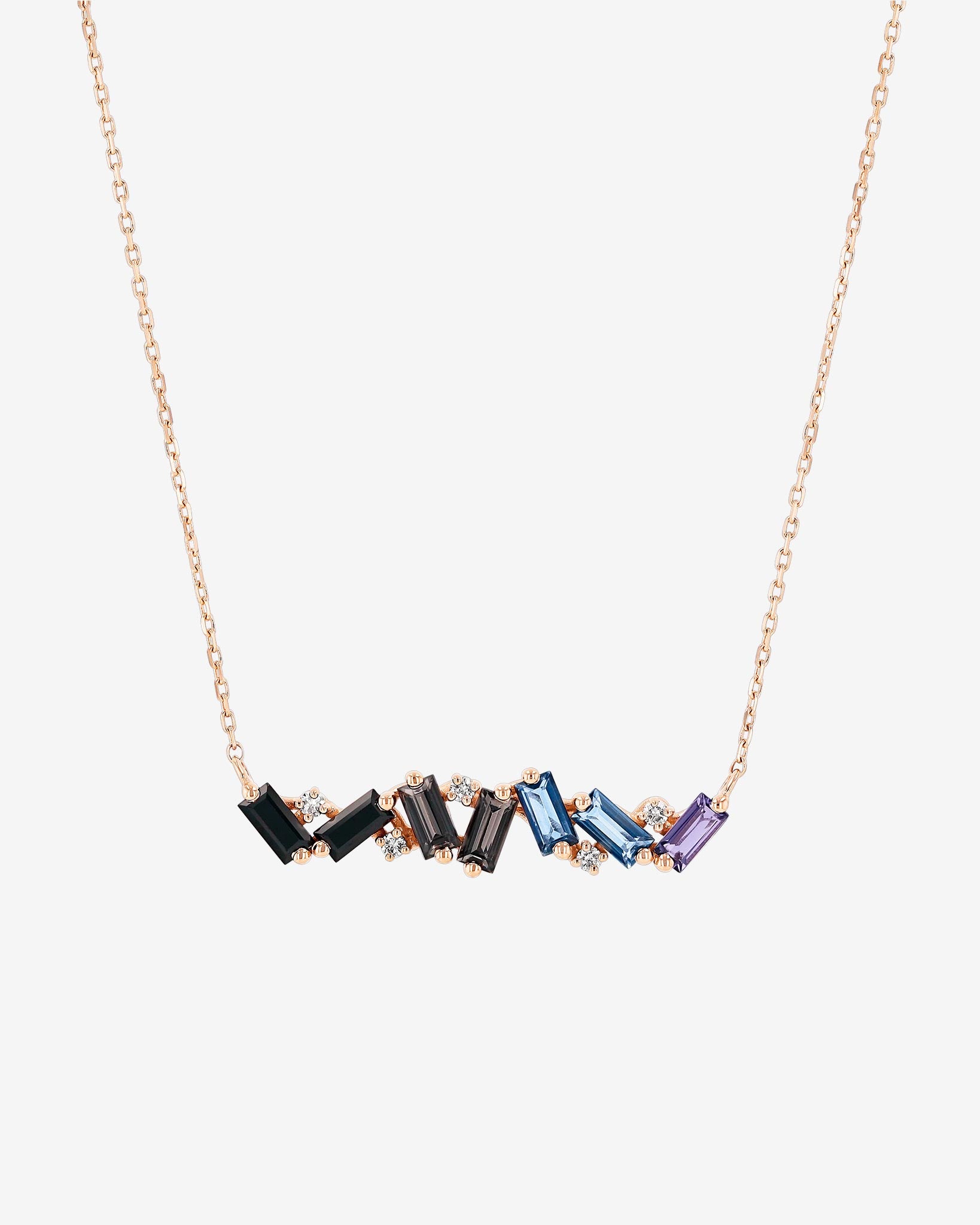 Kalan By Suzanne Kalan Amalfi Burst Dark Blue Ombre Bar Pendant in 14k rose gold