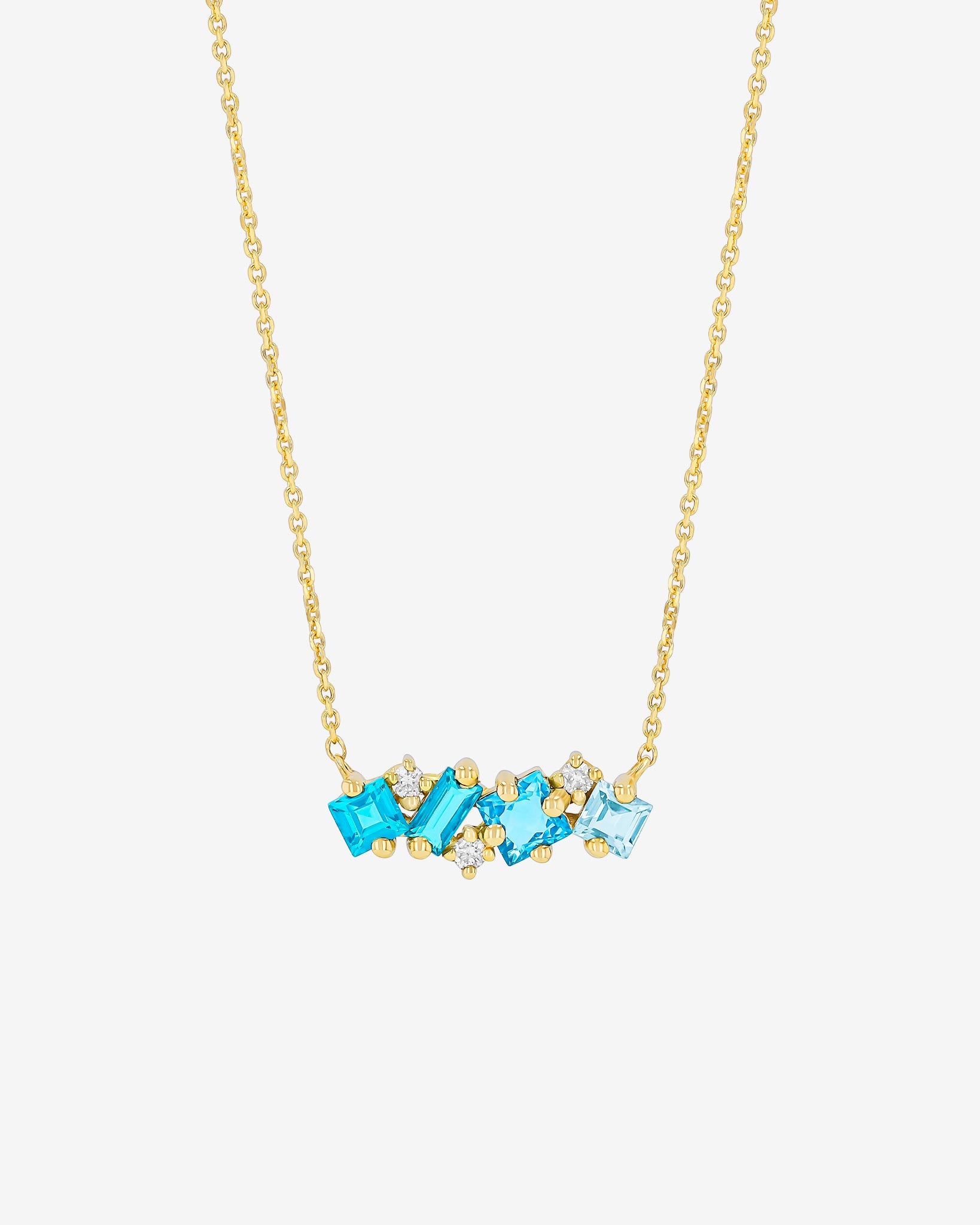 Kalan By Suzanne Kalan Nadima Light Blue Ombre Midi Bar Pendant in 14k yellow gold