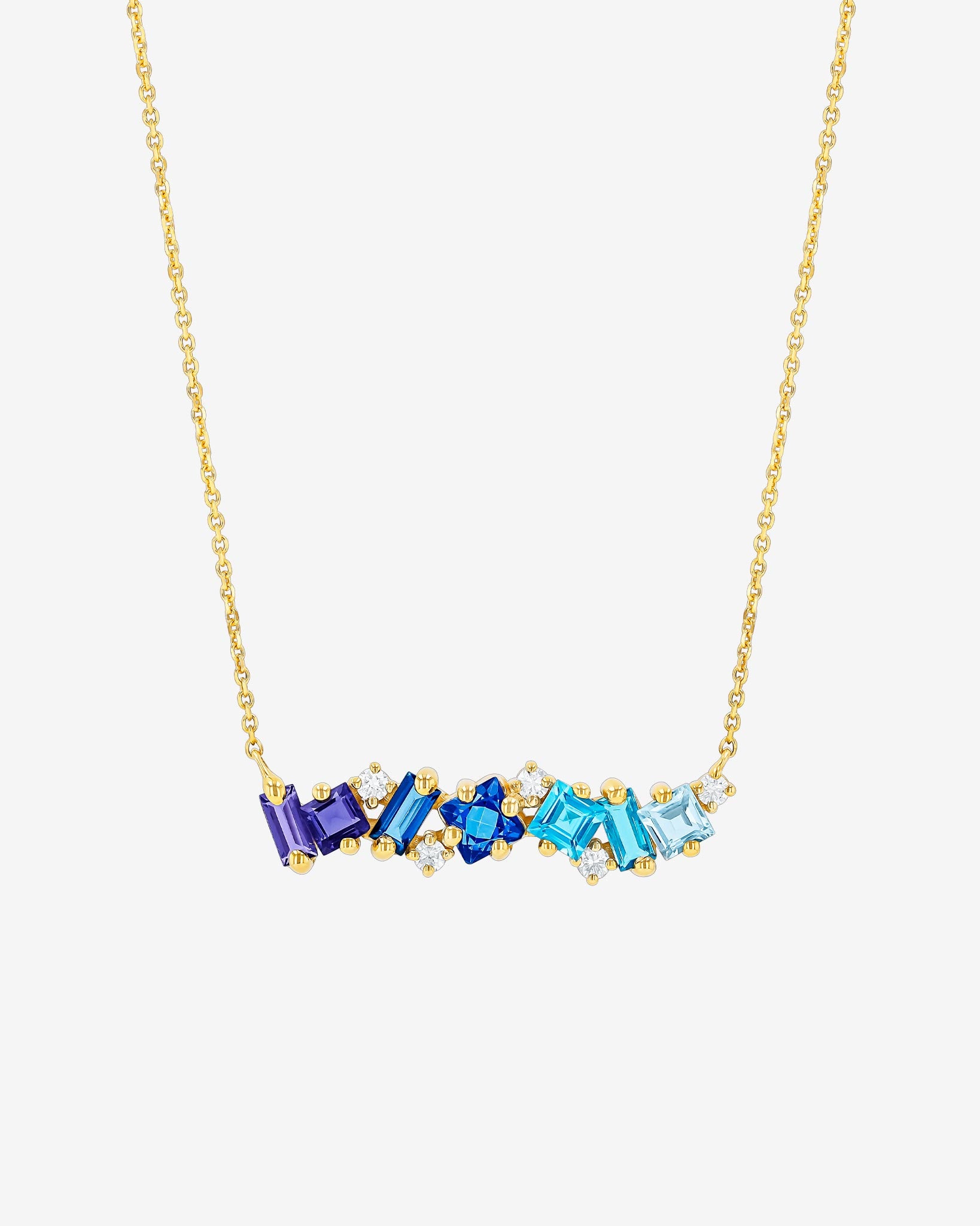 Suzanne Kalan Nadima Blue Ombre Milli Bar Pendant in 14k yellow gold