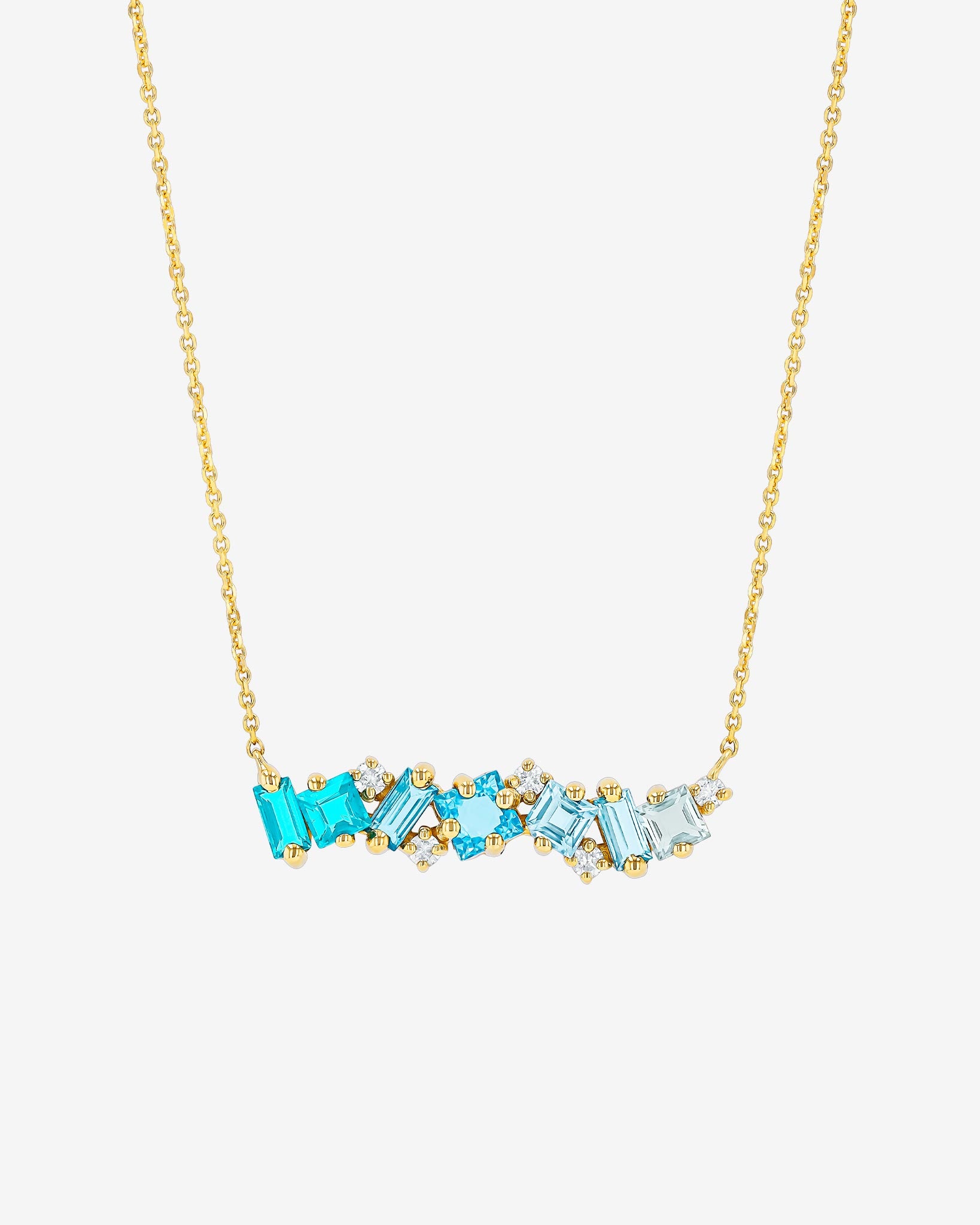 Kalan By Suzanne Kalan Nadima Light Blue Ombre Milli Bar Pendant in 14k yellow gold