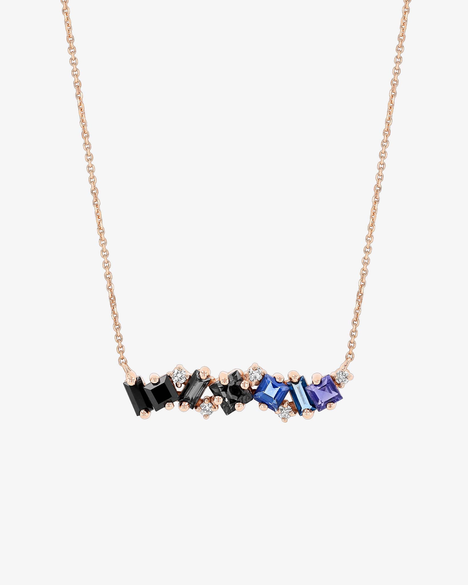 Kalan By Suzanne Kalan Nadima Dark Blue Ombre Milli Bar Pendant in 14k rose gold