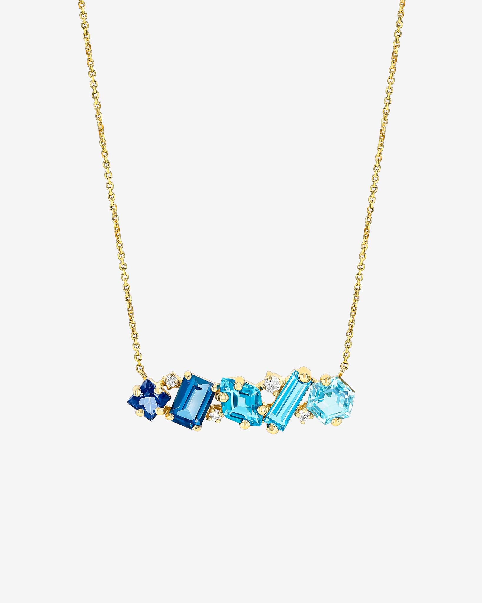 Kalan By Suzanne Kalan Nadima Blend Blue Ombre Bar Pendant in 14k yellow gold