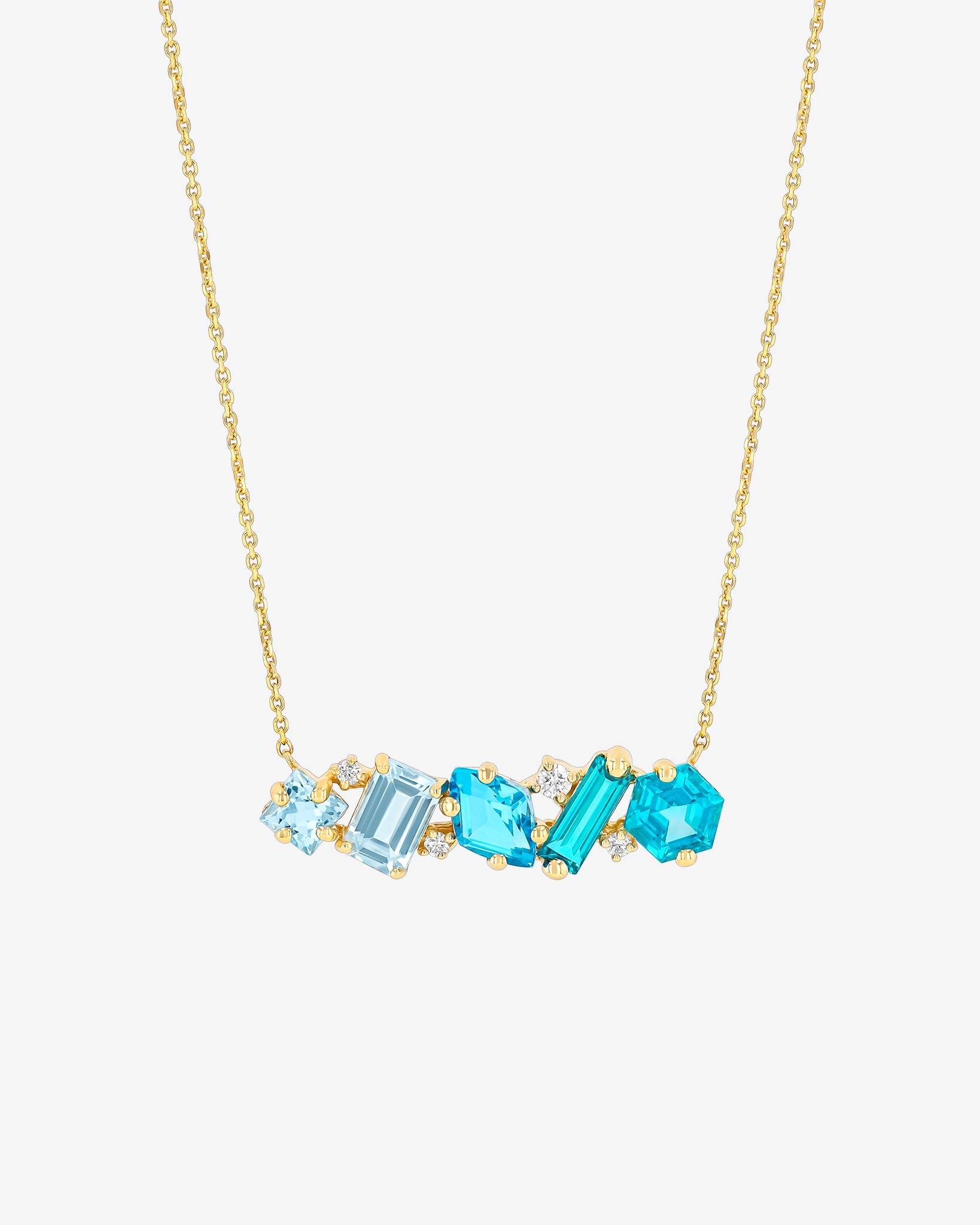 Kalan By Suzanne Kalan Nadima Blend Light Blue Ombre Bar Pendant in 14k yellow gold