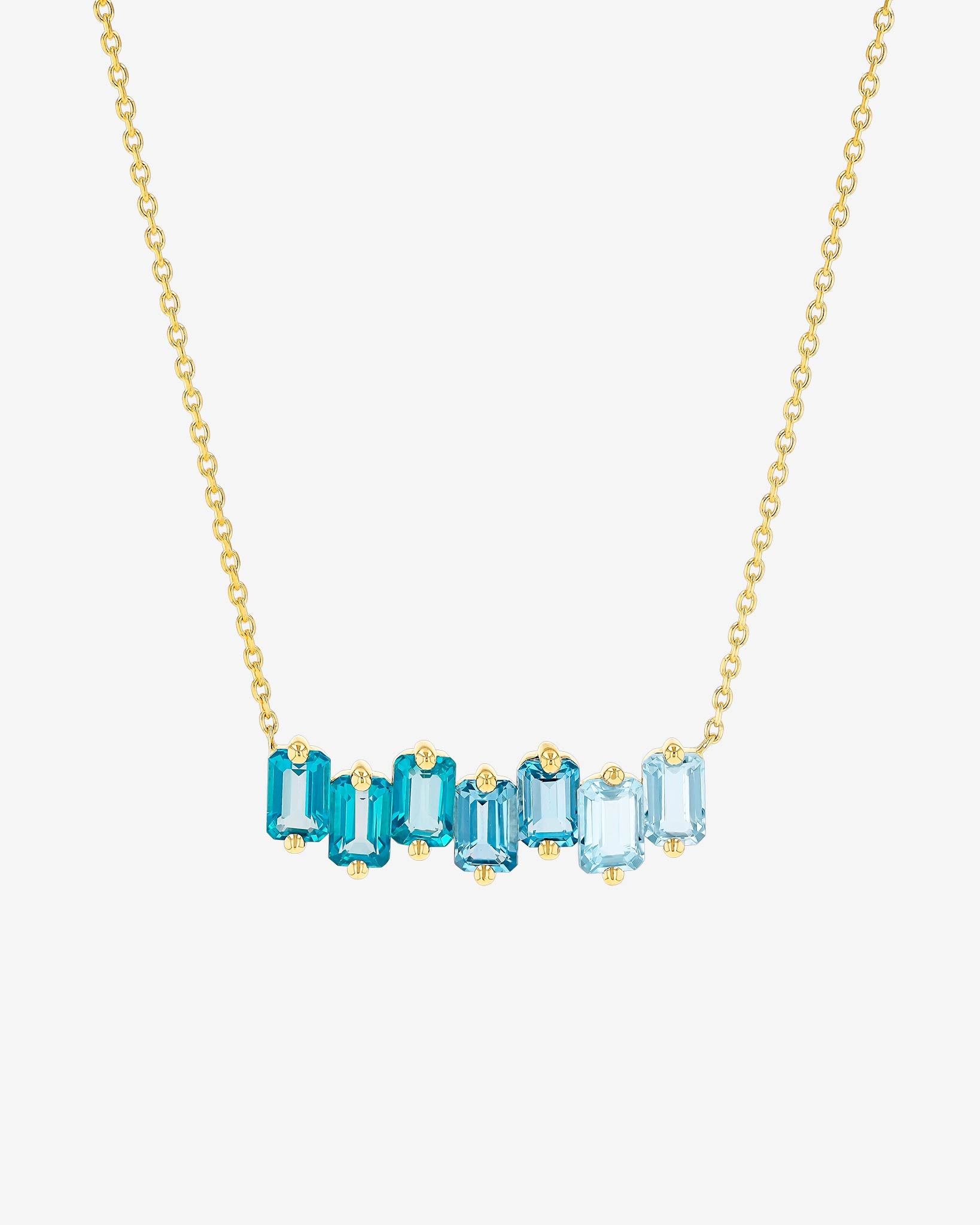 Kalan By Suzanne Kalan Ann Light Blue Ombre Bar Pendant in 14k yellow gold