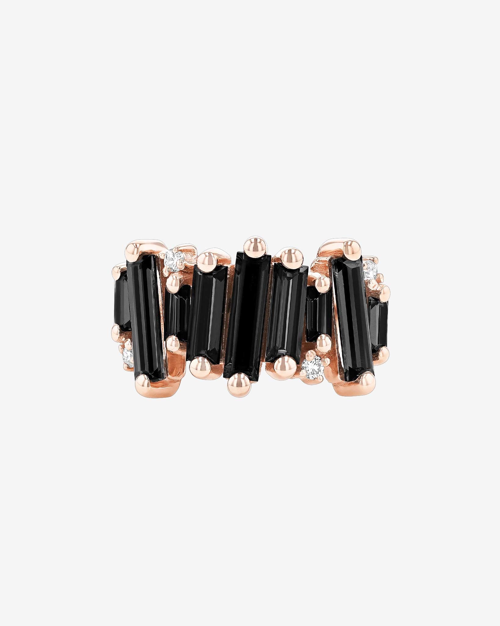 Kalan By Suzanne Kalan Amalfi Burst Black Night Quartz Stacker Half Band in 14k rose gold