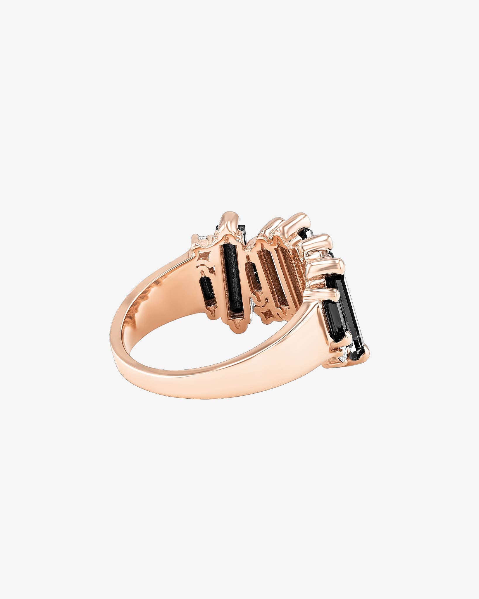 Kalan By Suzanne Kalan Amalfi Burst Black Night Quartz Stacker Half Band in 14k rose gold