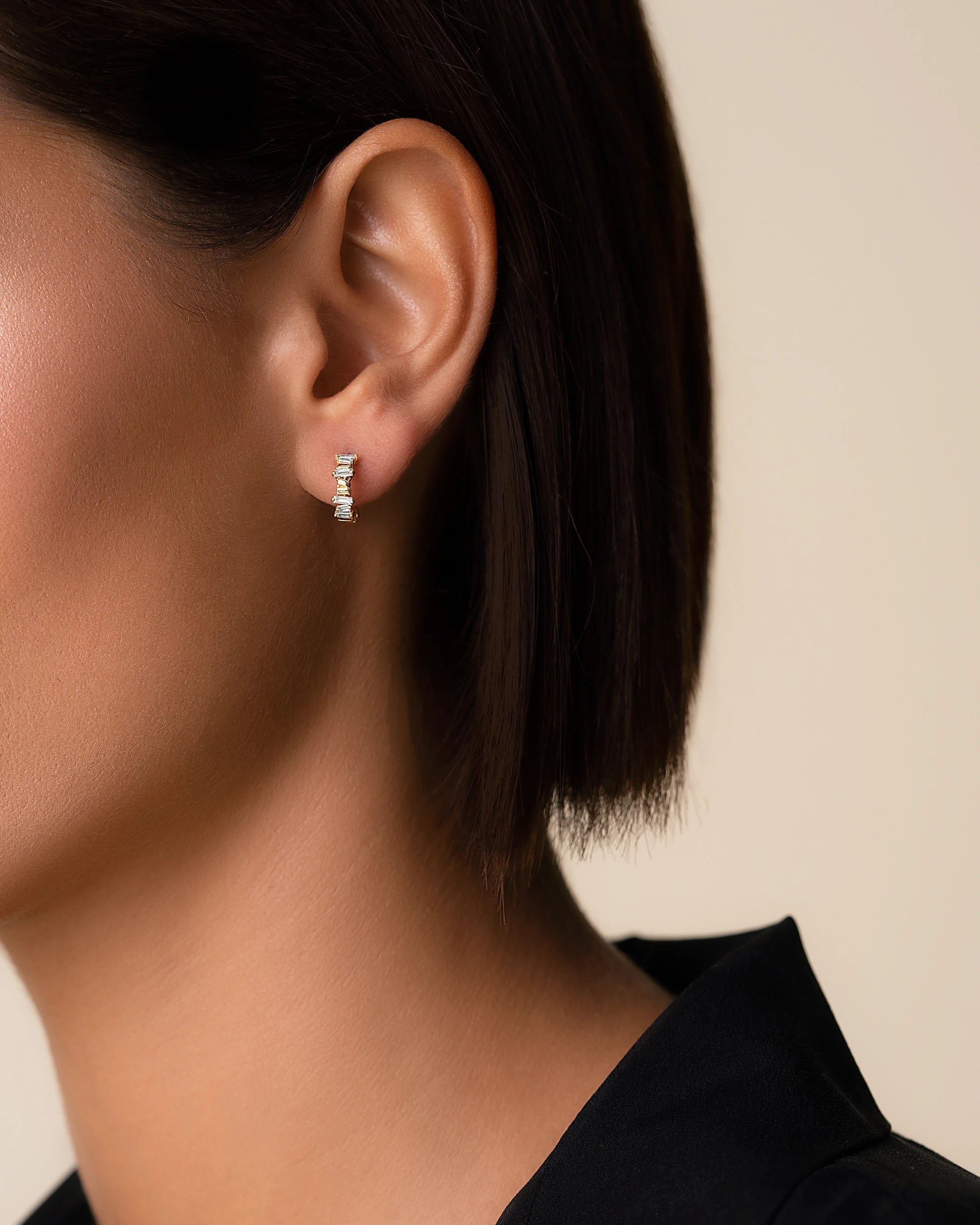 Suzanne Kalan Classic Diamond & Gold Mini Hoops in 18k yellow gold