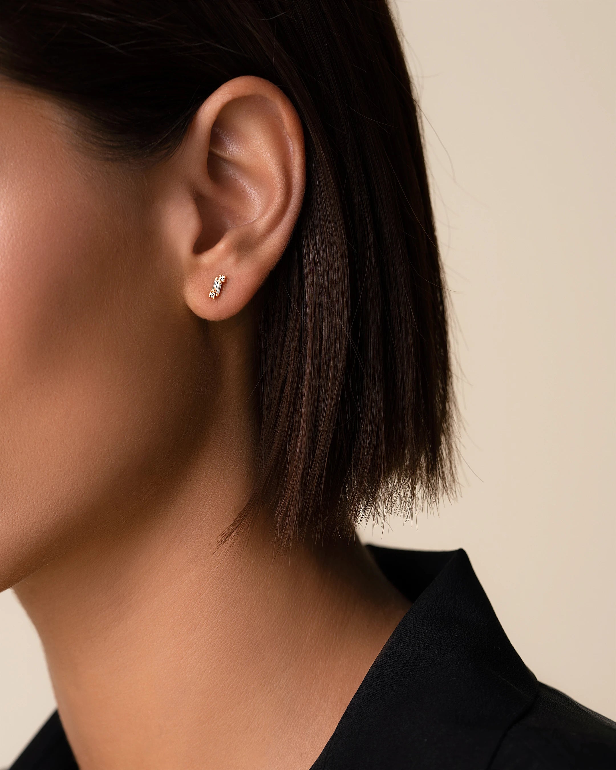 Suzanne Kalan Classic Diamond Mini Bar Studs in 18k rose gold