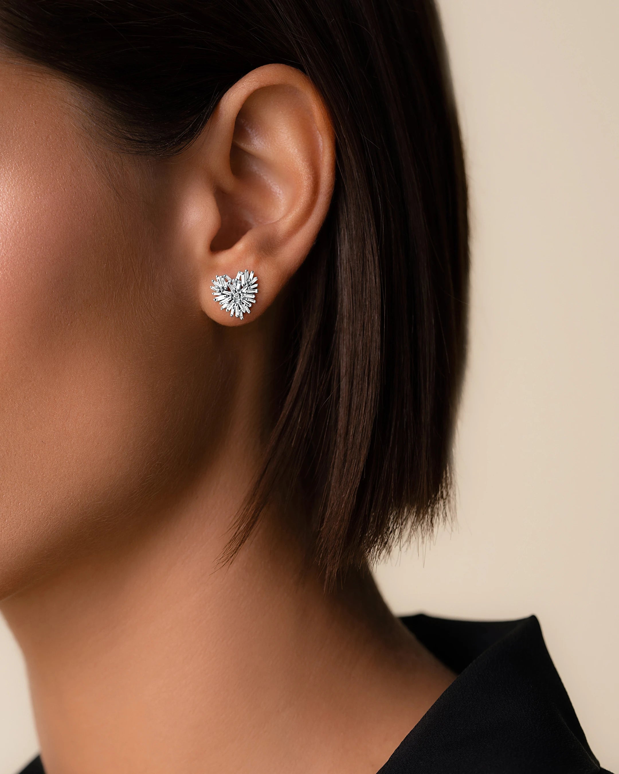 Suzanne Kalan Classic Diamond Small Heart Studs in 18k yellow gold