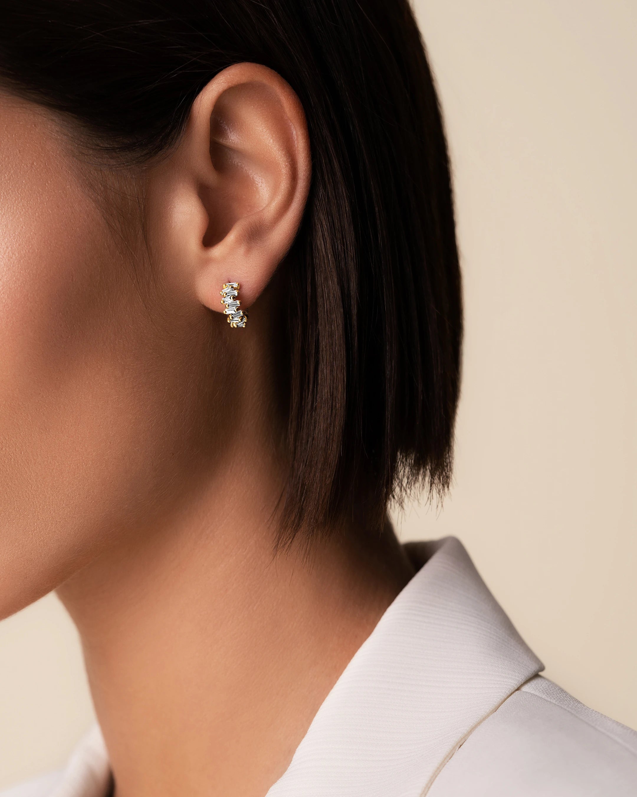 Suzanne Kalan Bold ZigZag Diamond Mini Hoops in 18k yellow gold