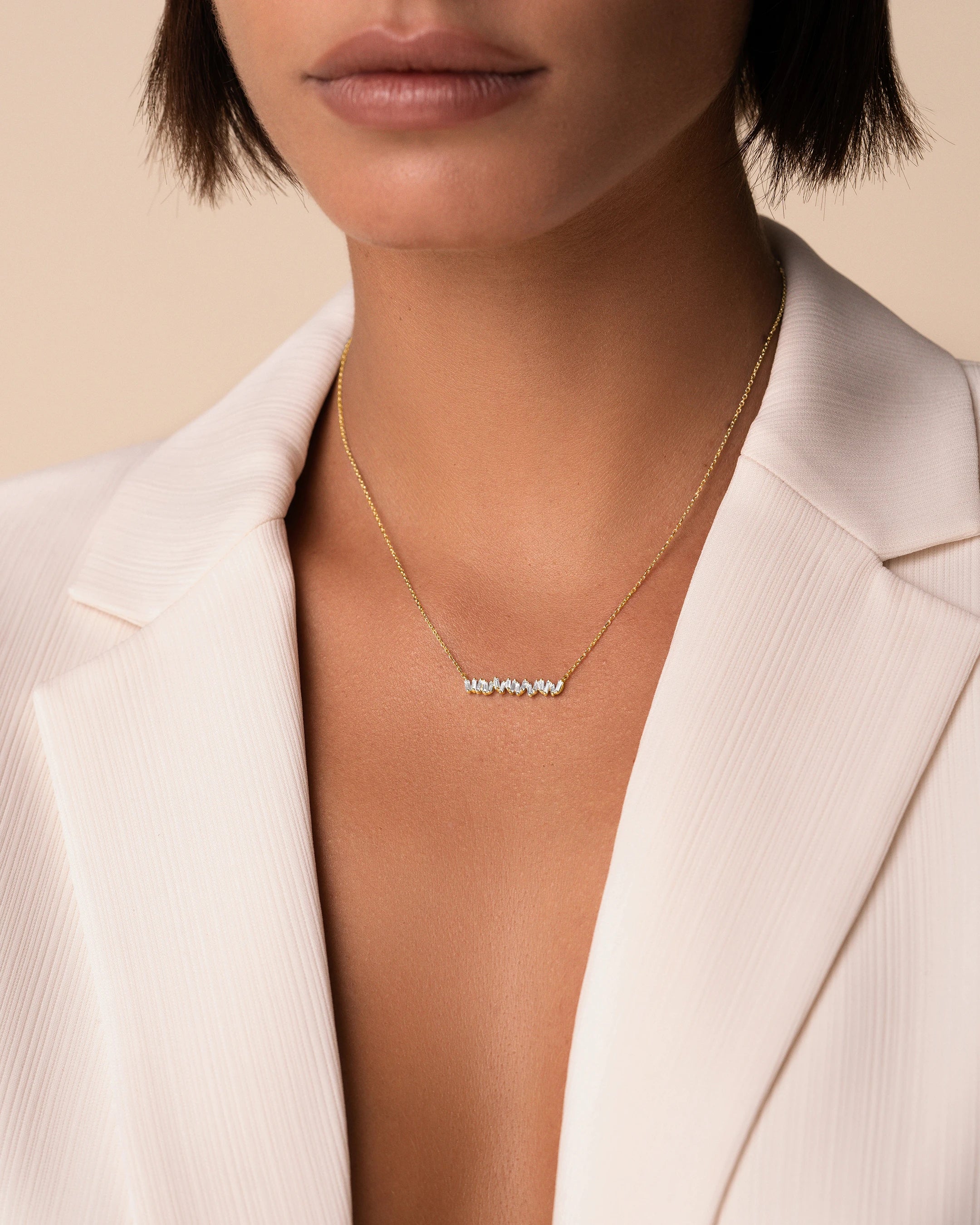 Suzanne Kalan Classic Diamond Bar Pendant in 18k yellow gold